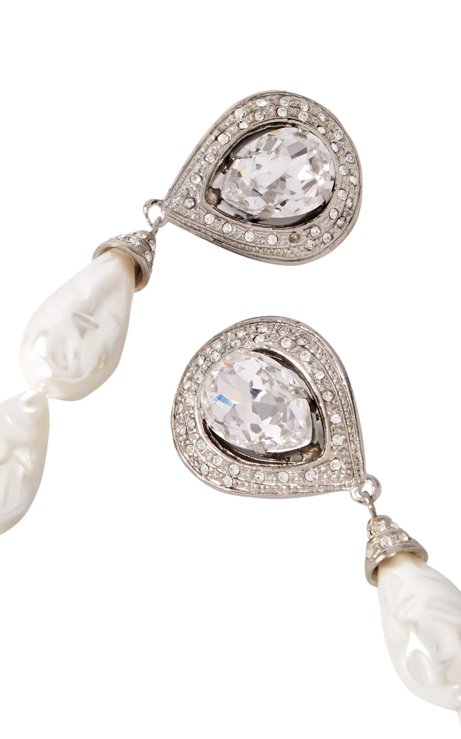 Crystal-embellished Pearl Clip-on Earrings