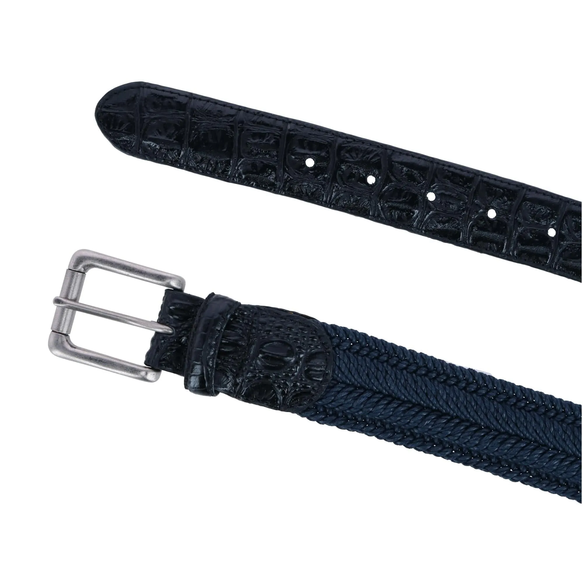 CTM® Men's Big & Tall Waxed Braided Belt with Croc Print Ends