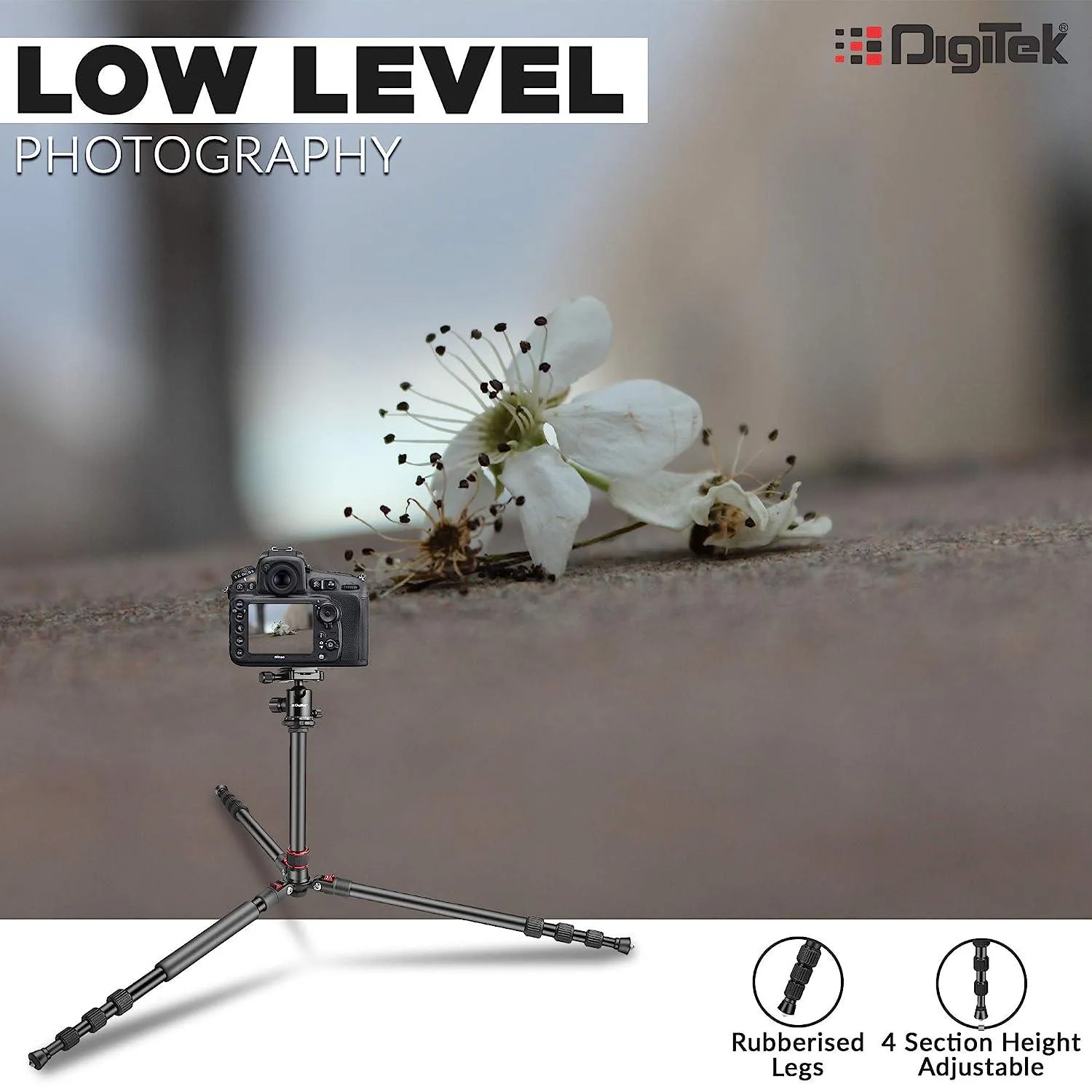 Digitek (DTR-500BH) (152 cm) Professional Aluminum Tripod Cum Monopod, with Swivel Pan Head, Maximum Operating Height : 1510 mm, Maximum Load Upto: 7kgs