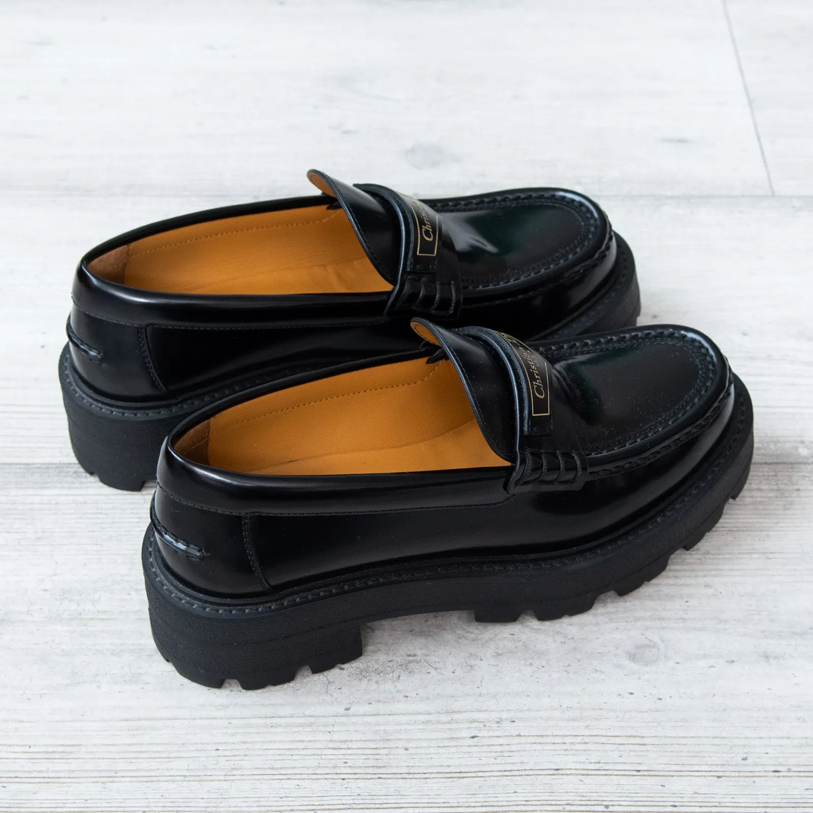 Dior Boy Black  Leather Platform Loafers