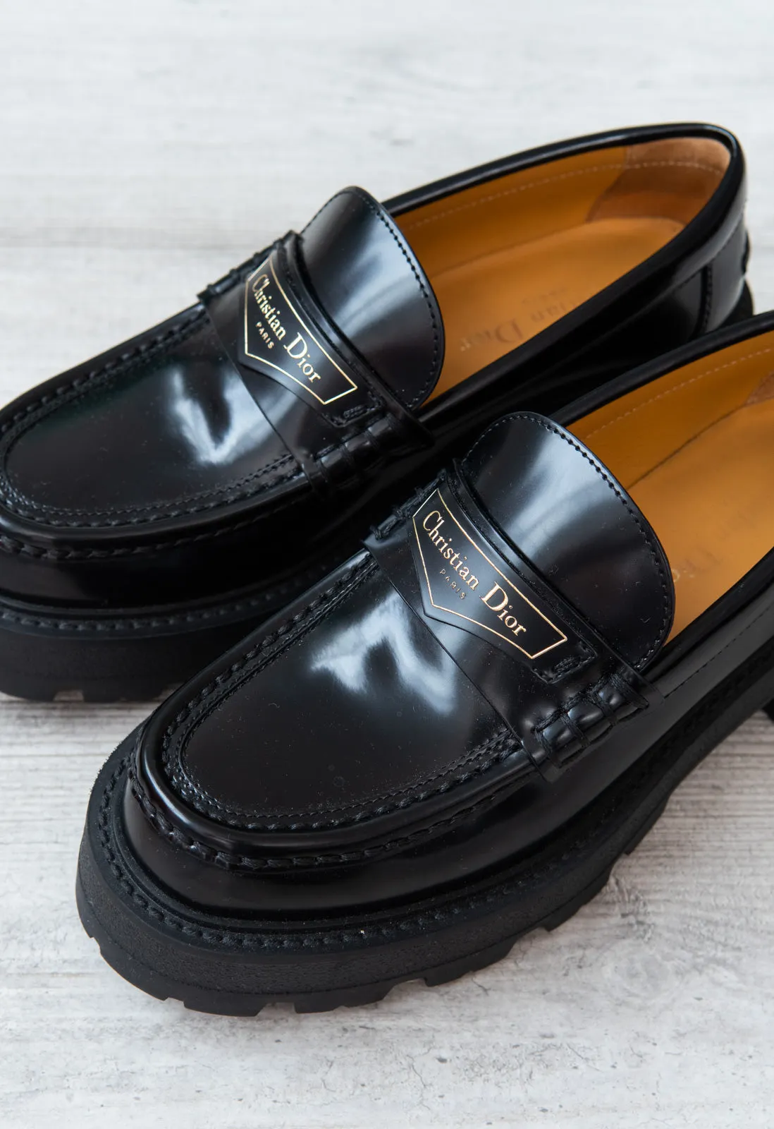 Dior Boy Black  Leather Platform Loafers