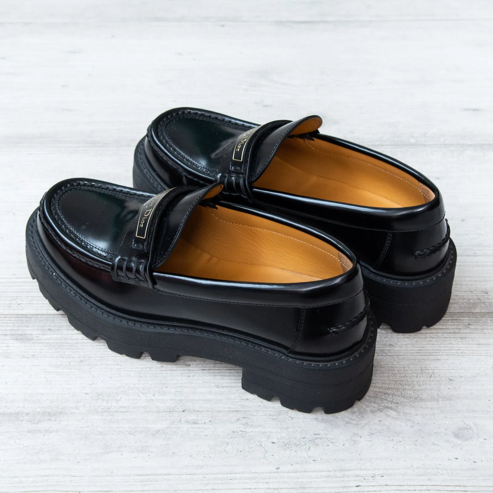 Dior Boy Black  Leather Platform Loafers