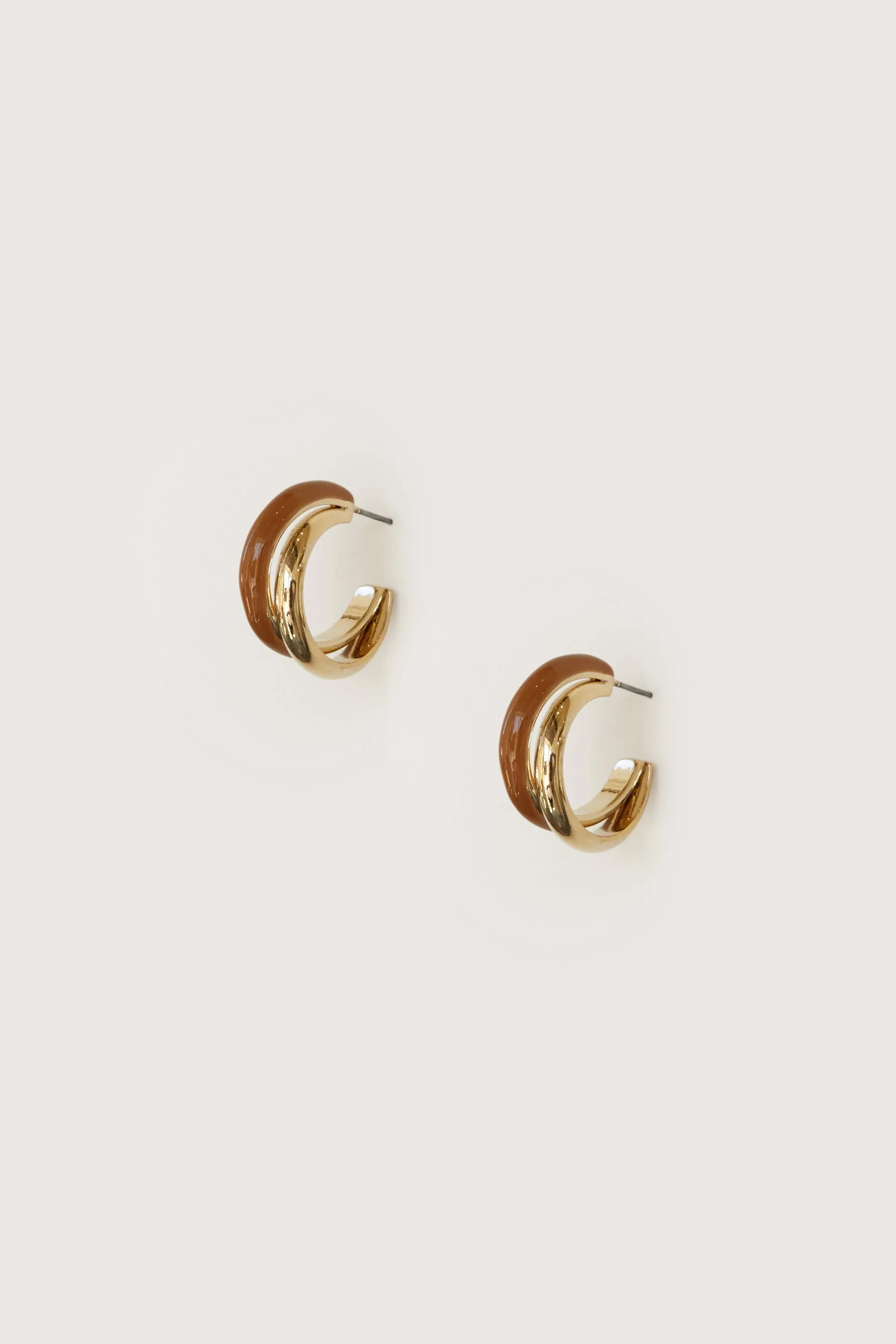 DOUBLE LAYERED HOOP STONE EARRING