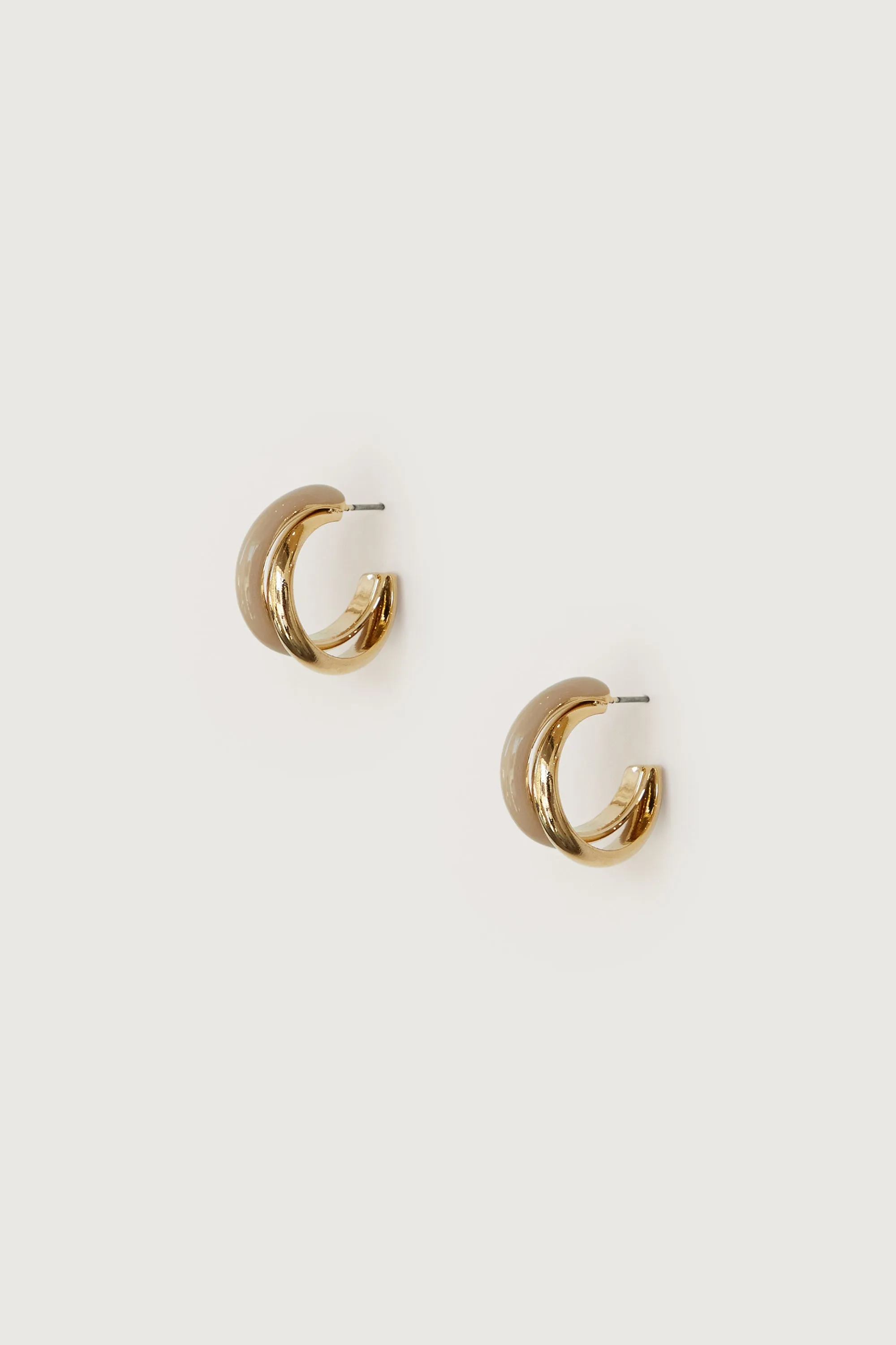 DOUBLE LAYERED HOOP STONE EARRING