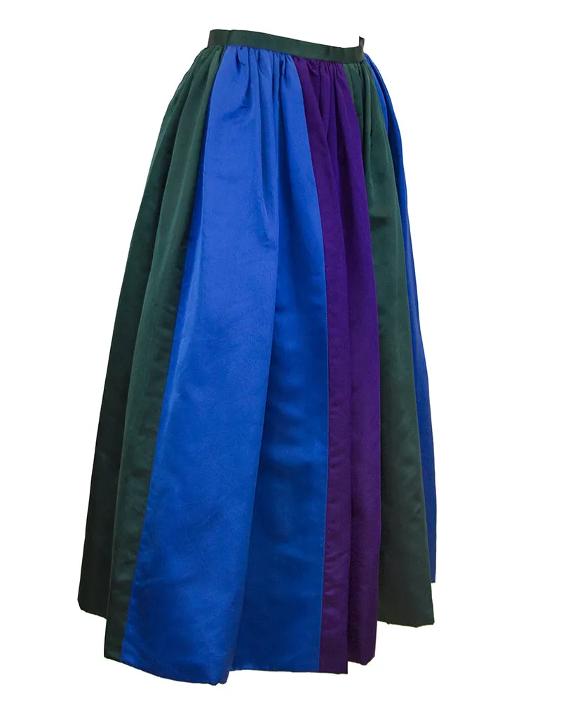 Duchesse Satin Color Block Evening Skirt