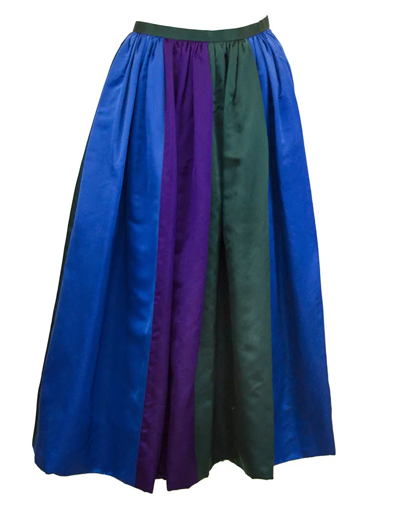 Duchesse Satin Color Block Evening Skirt