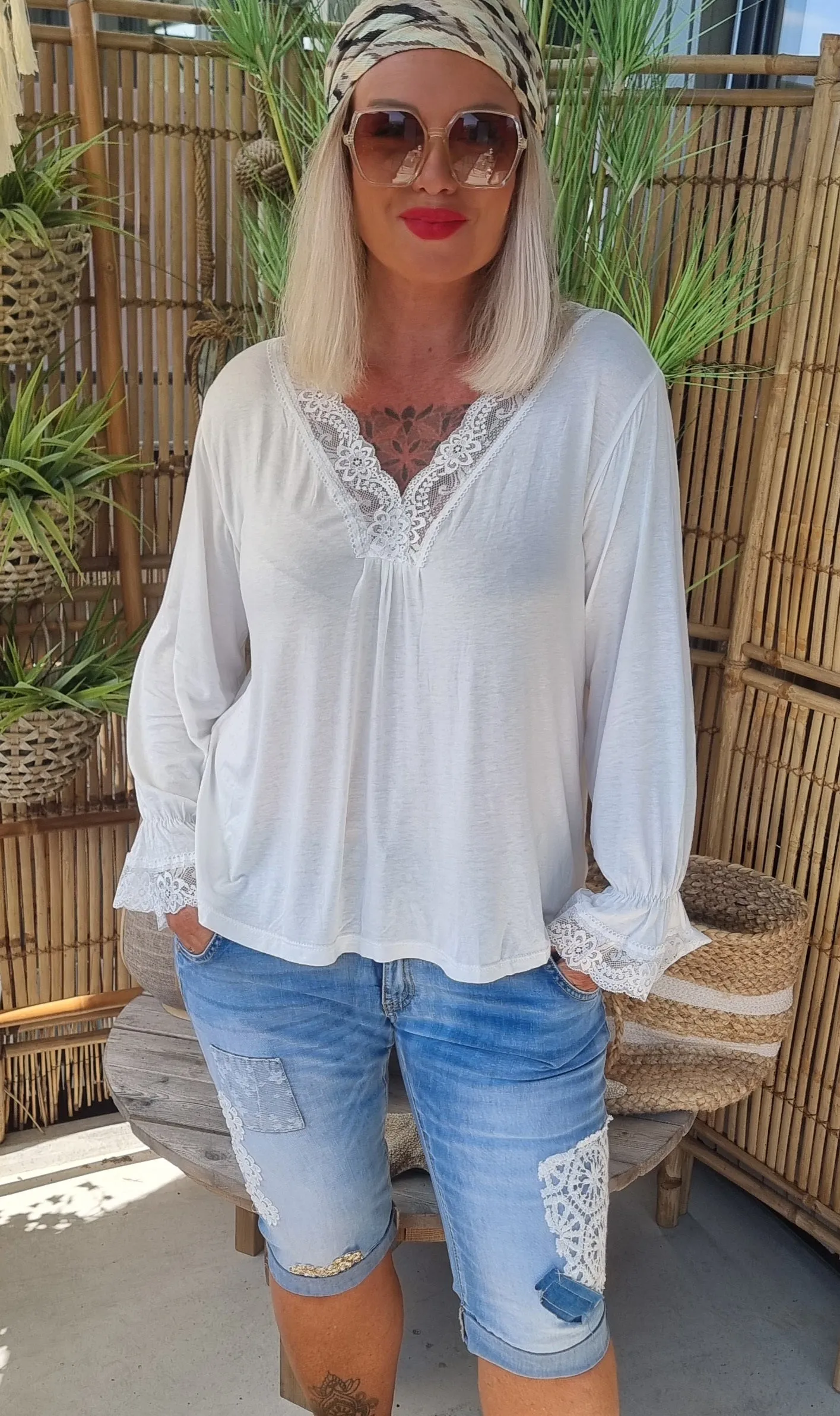 Elise Lace Top White