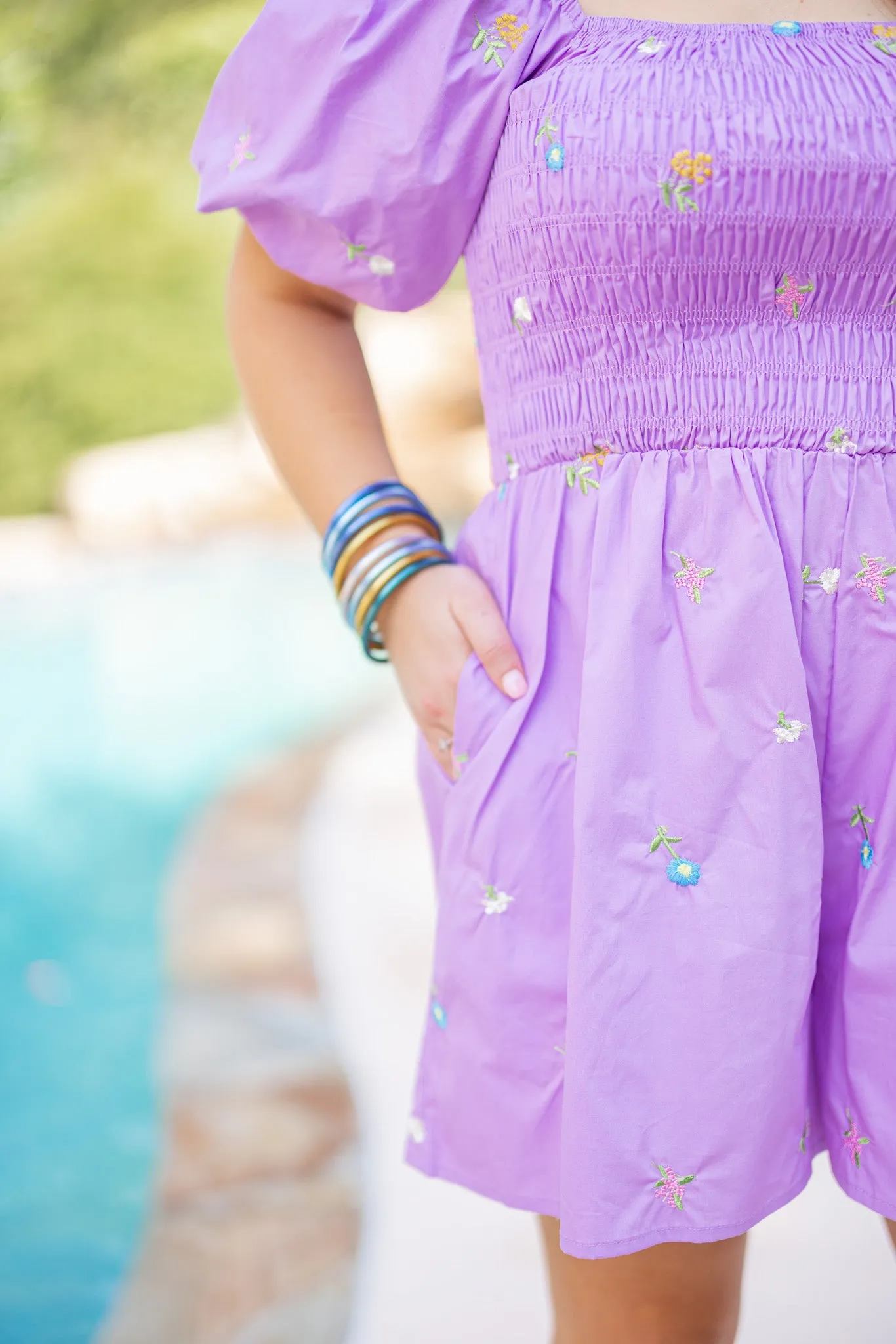 Embroidered Perfection Lavender Floral Romper