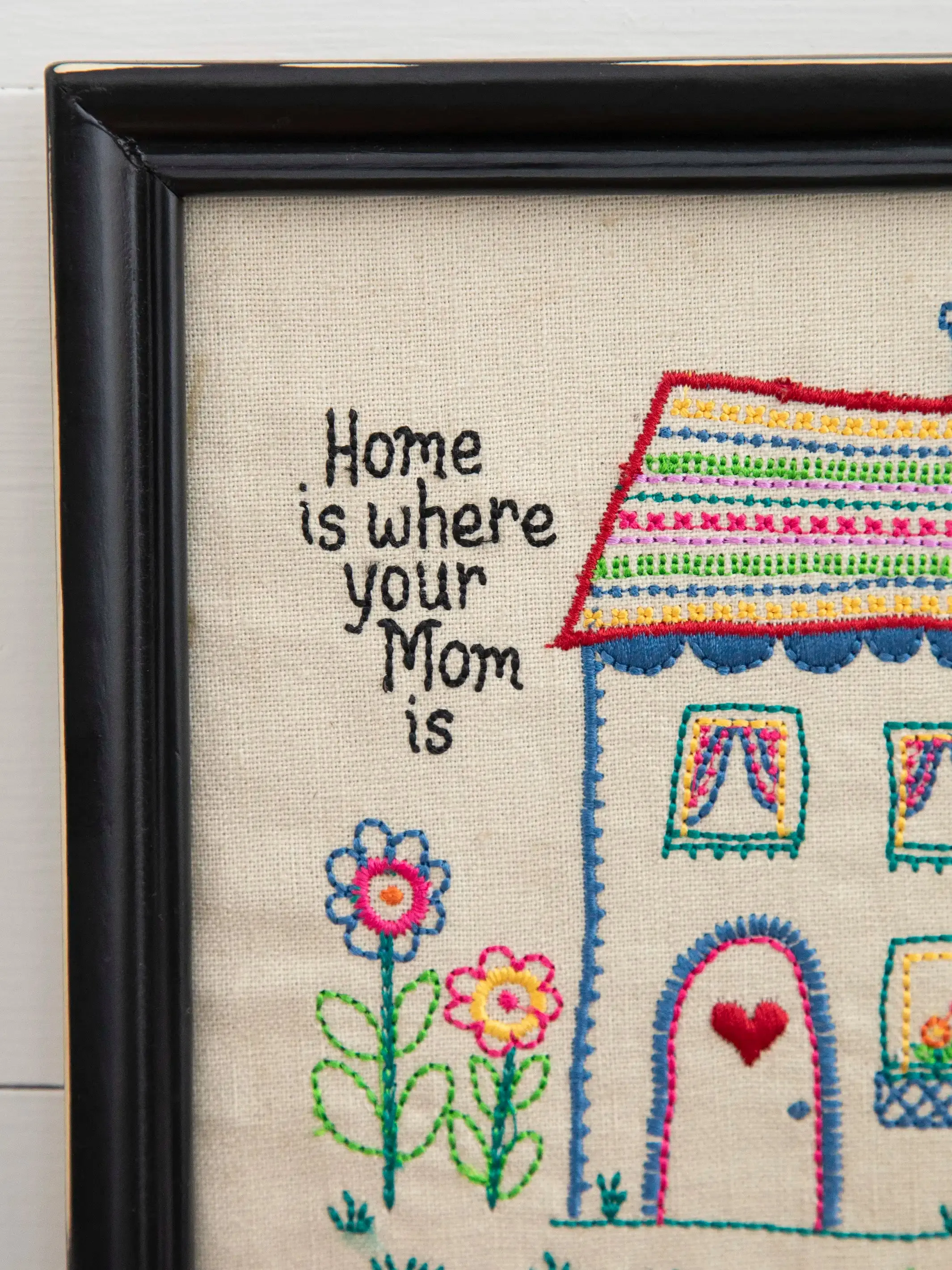 Embroidered Wall Plaque - Home Mom