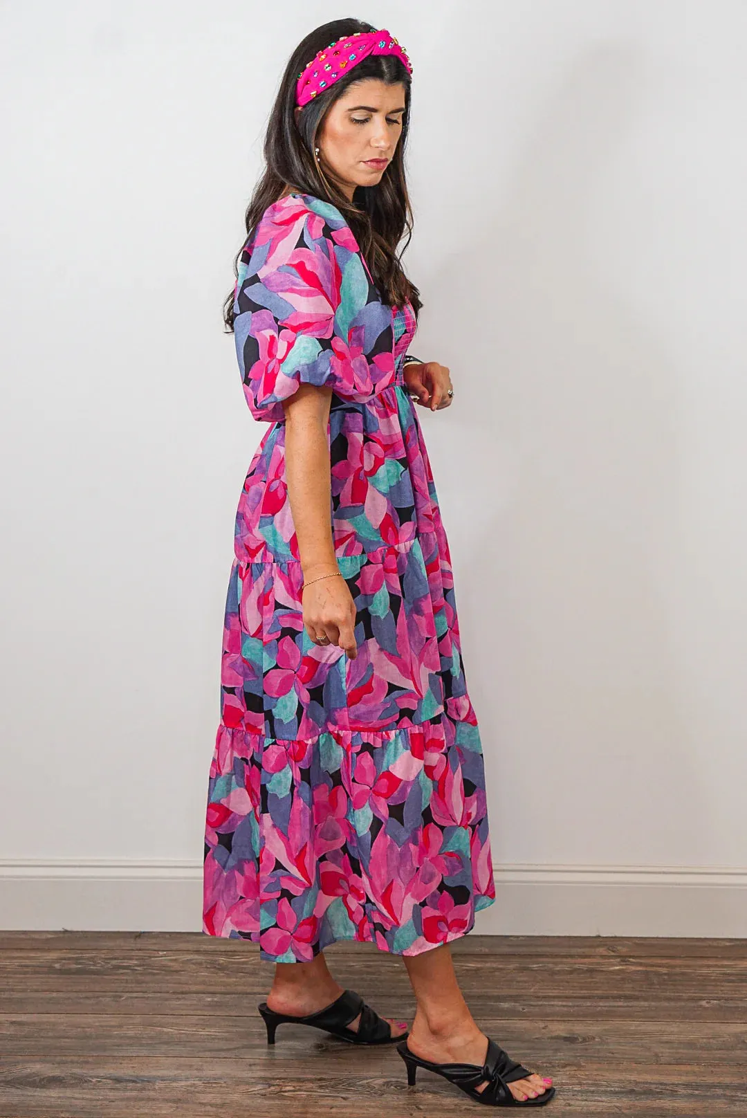 Floral Obsession Pink Midi Dress