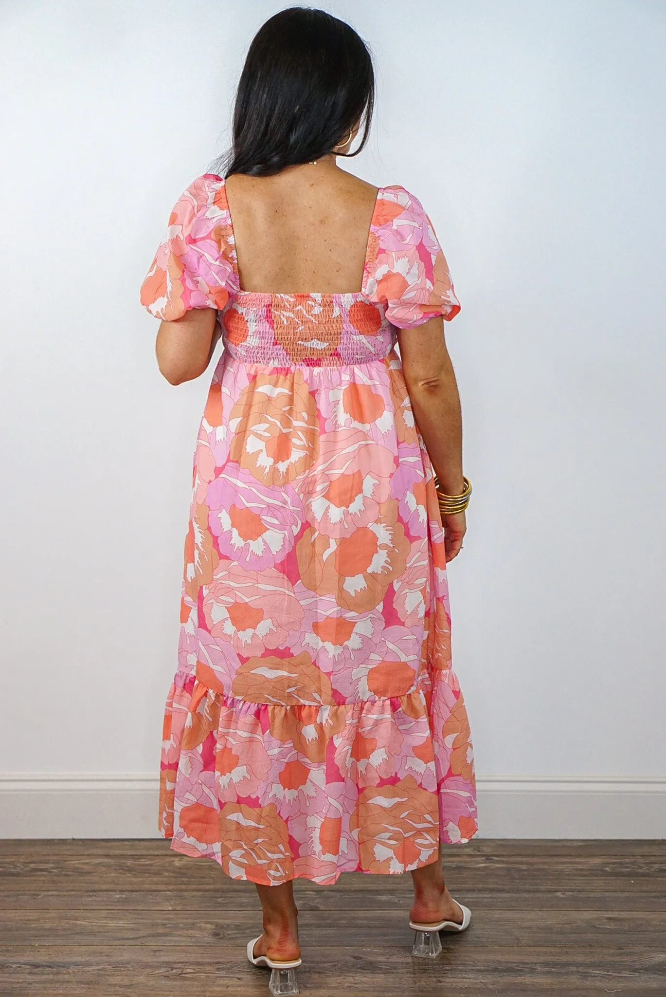 Floral Perfection Pink Midi Dress