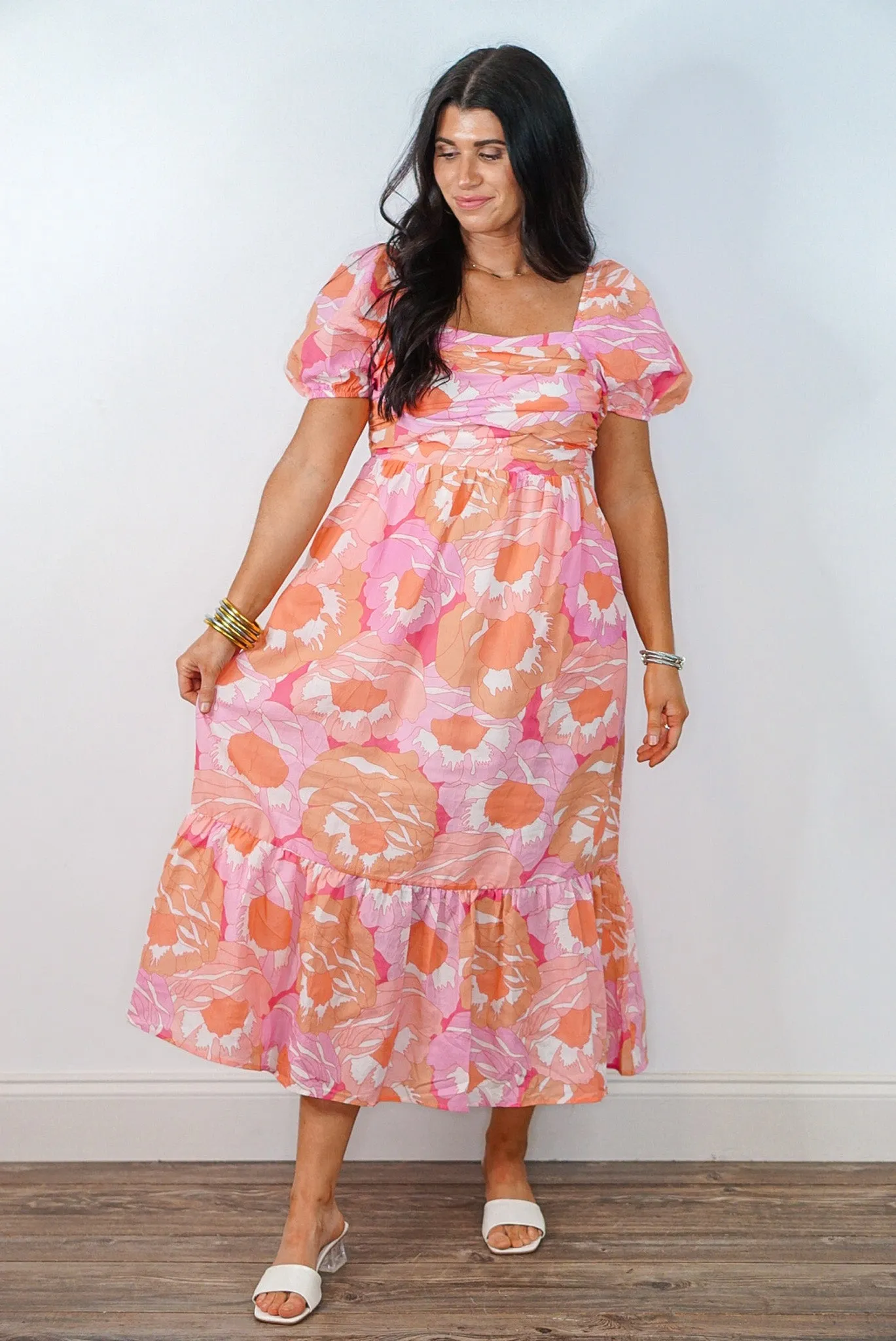 Floral Perfection Pink Midi Dress