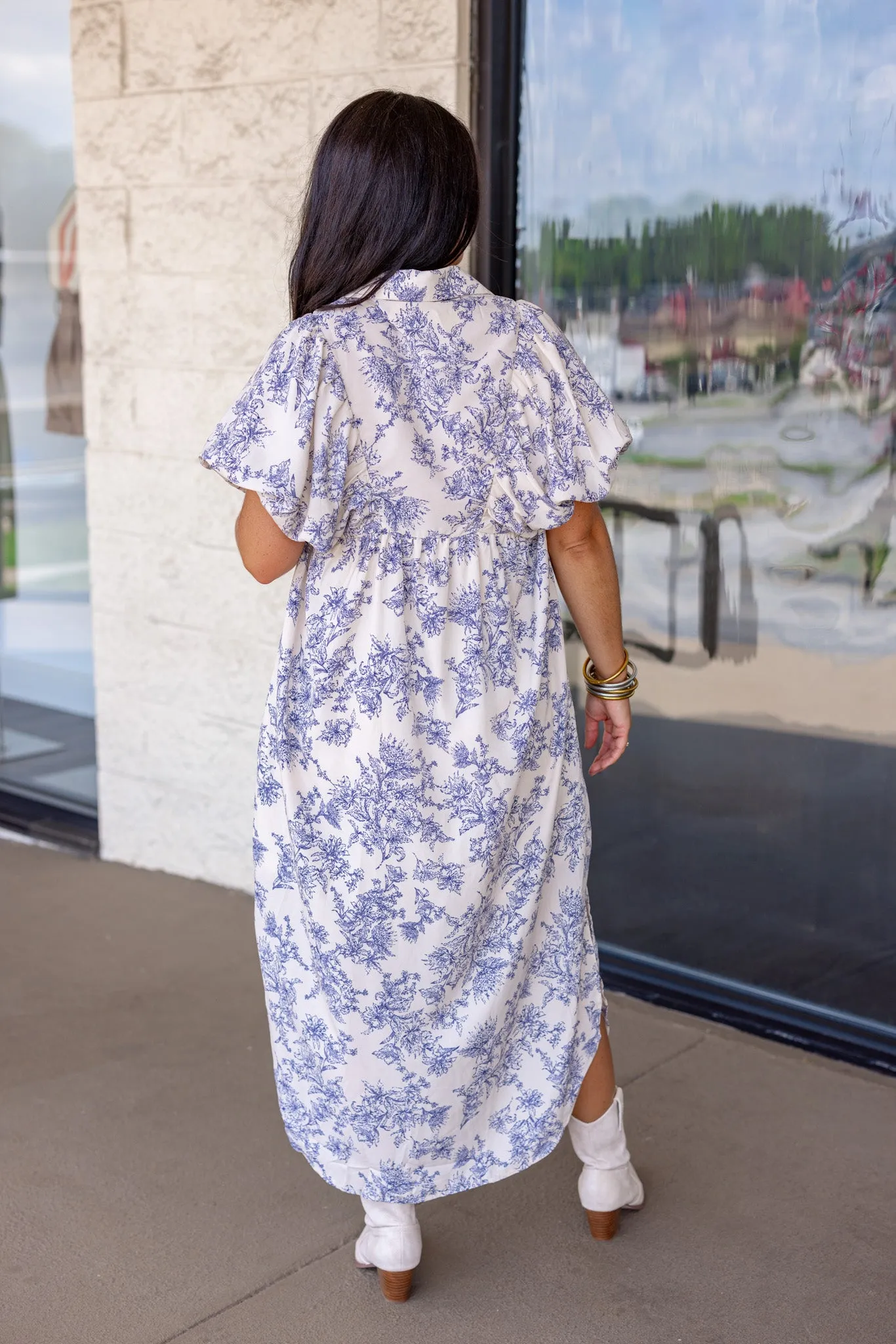 Floral Whispers Ecru Maxi Dress