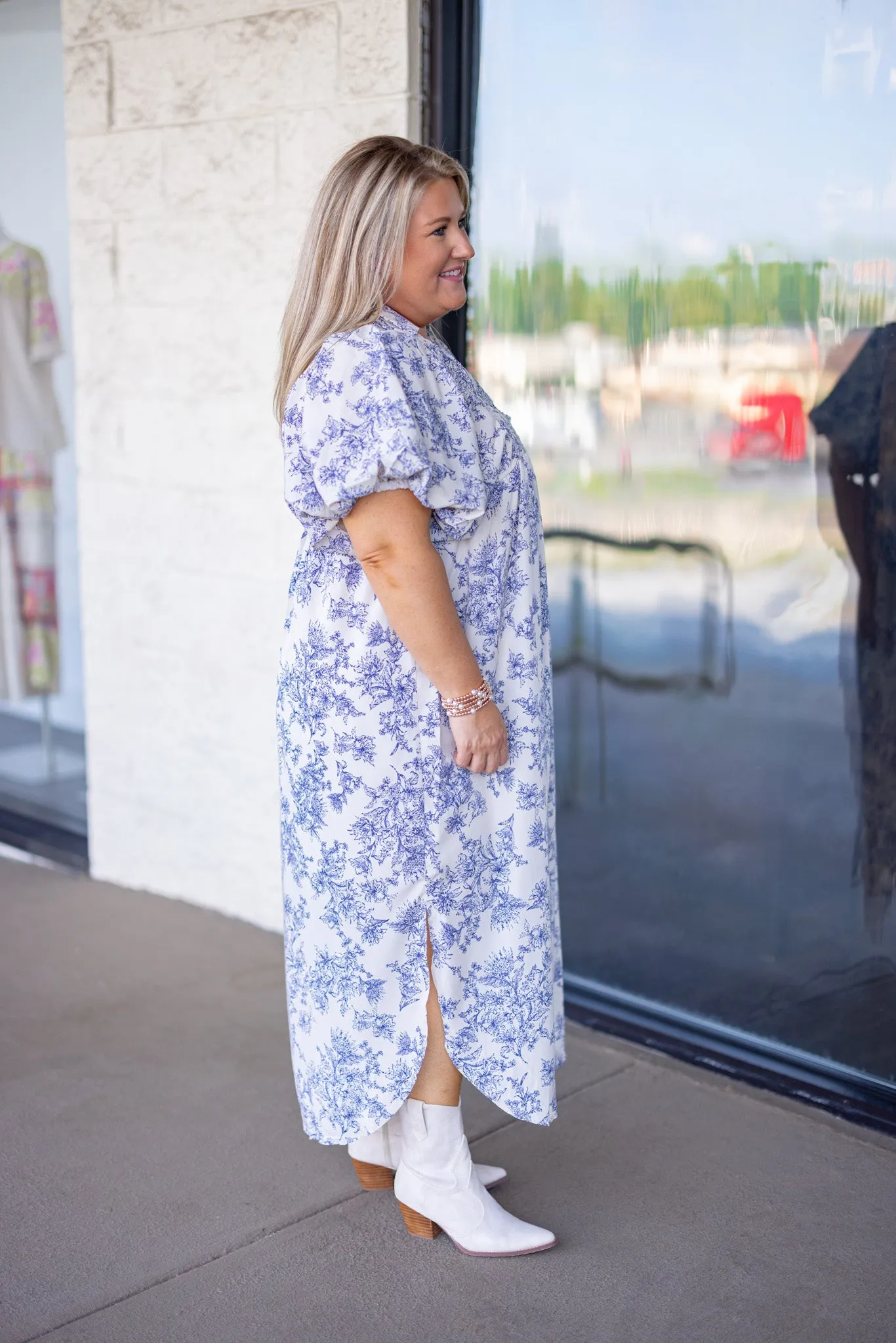 Floral Whispers Ecru Maxi Dress