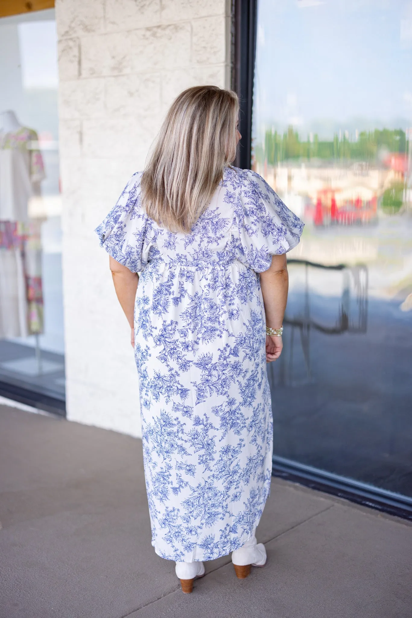 Floral Whispers Ecru Maxi Dress