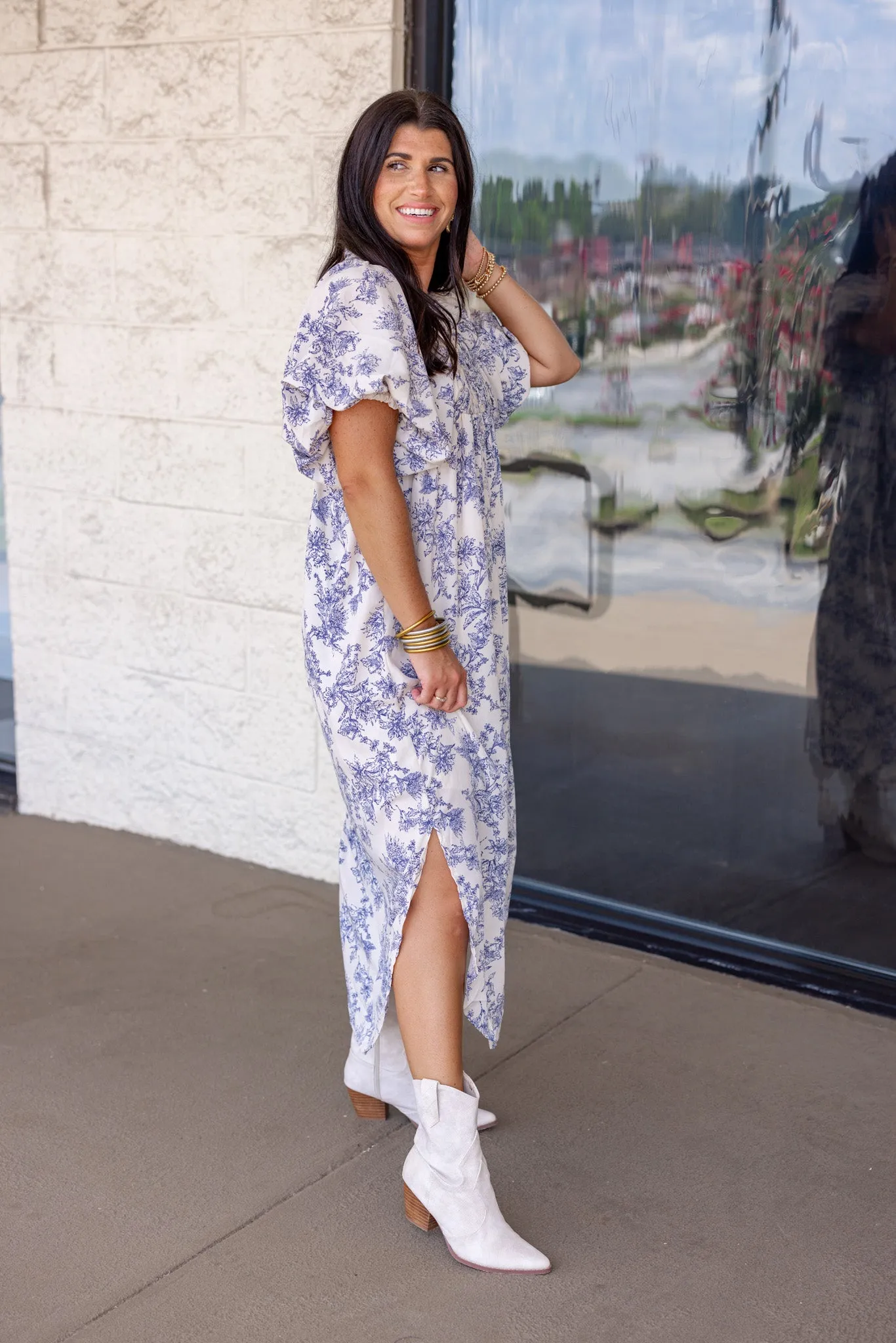 Floral Whispers Ecru Maxi Dress