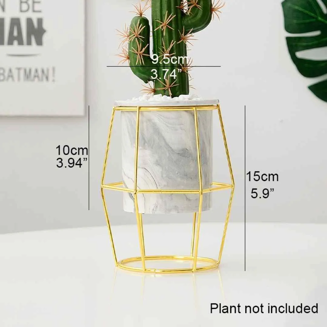 Grey Hexagon Planter with Stand