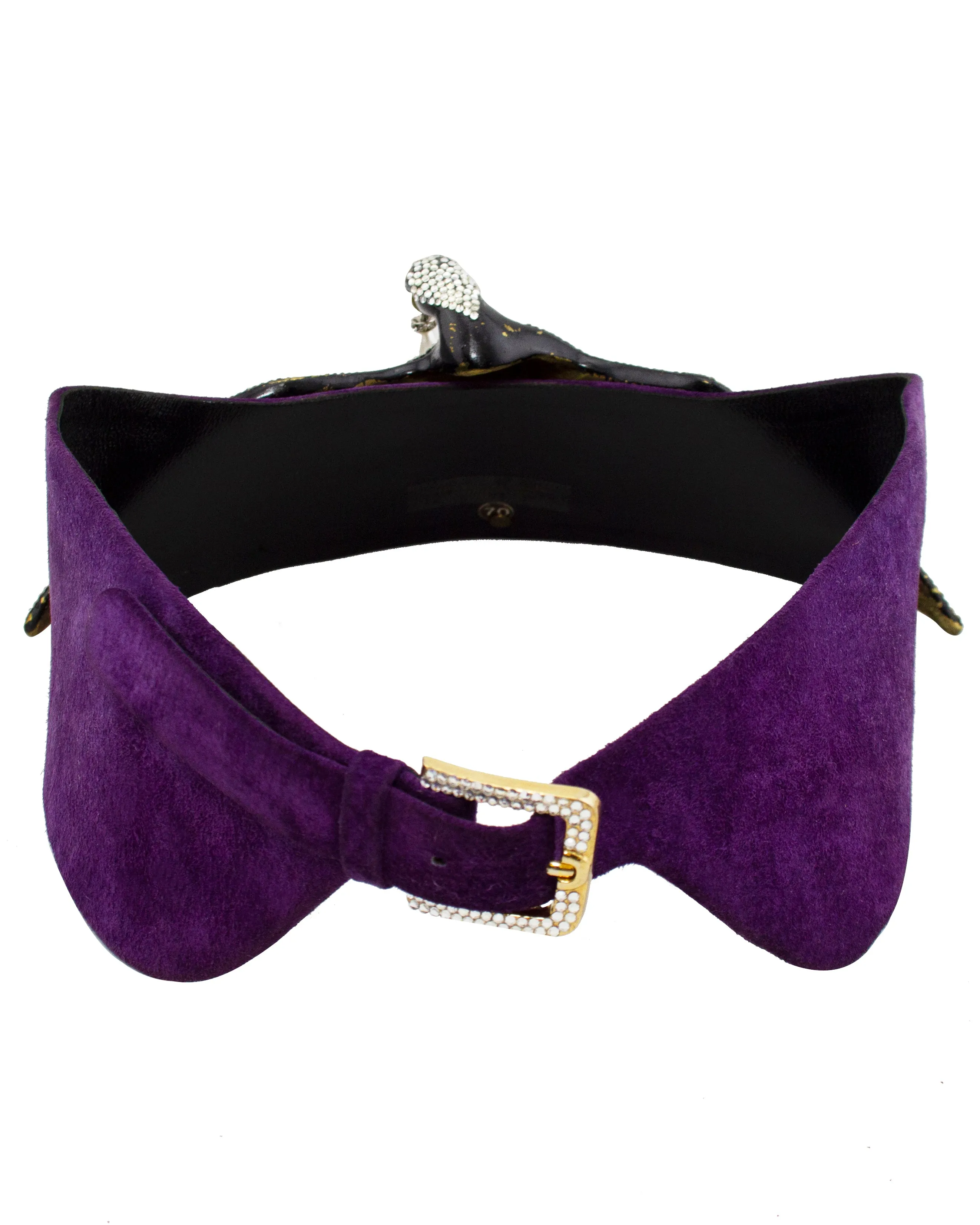 Henryks Bijoux Vienne Jewelled Eagle Purple Suede Wide Belt