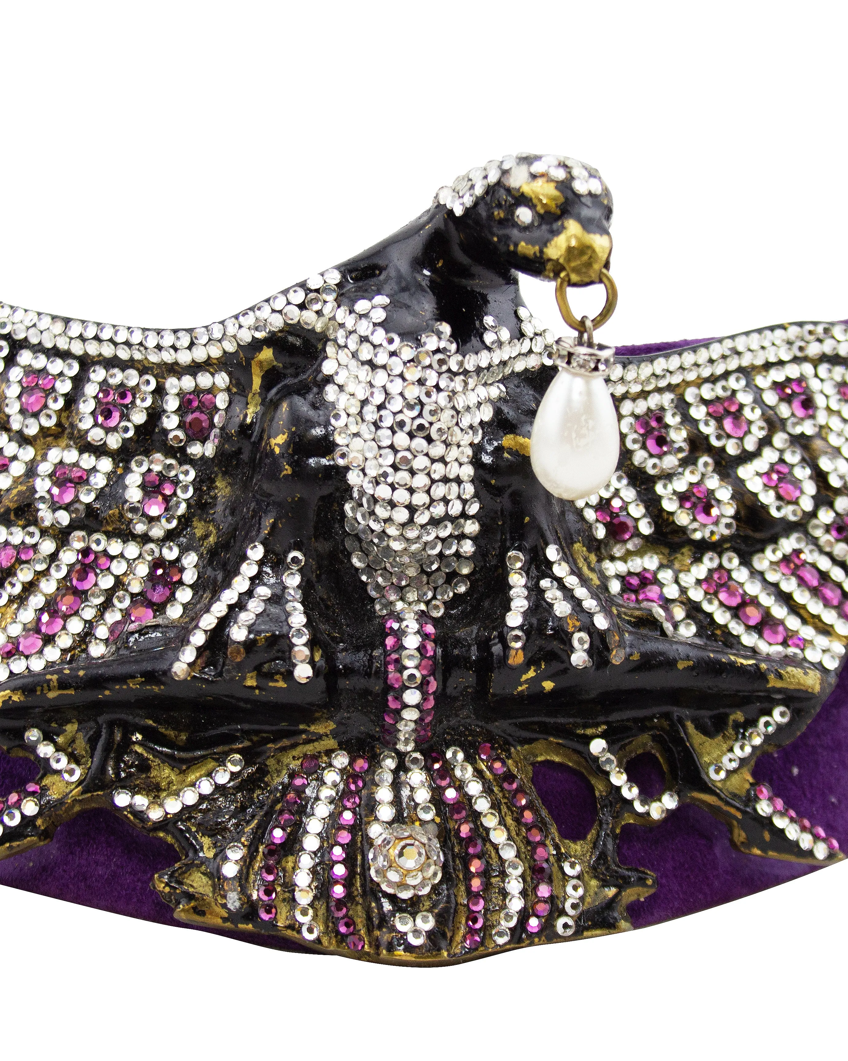 Henryks Bijoux Vienne Jewelled Eagle Purple Suede Wide Belt