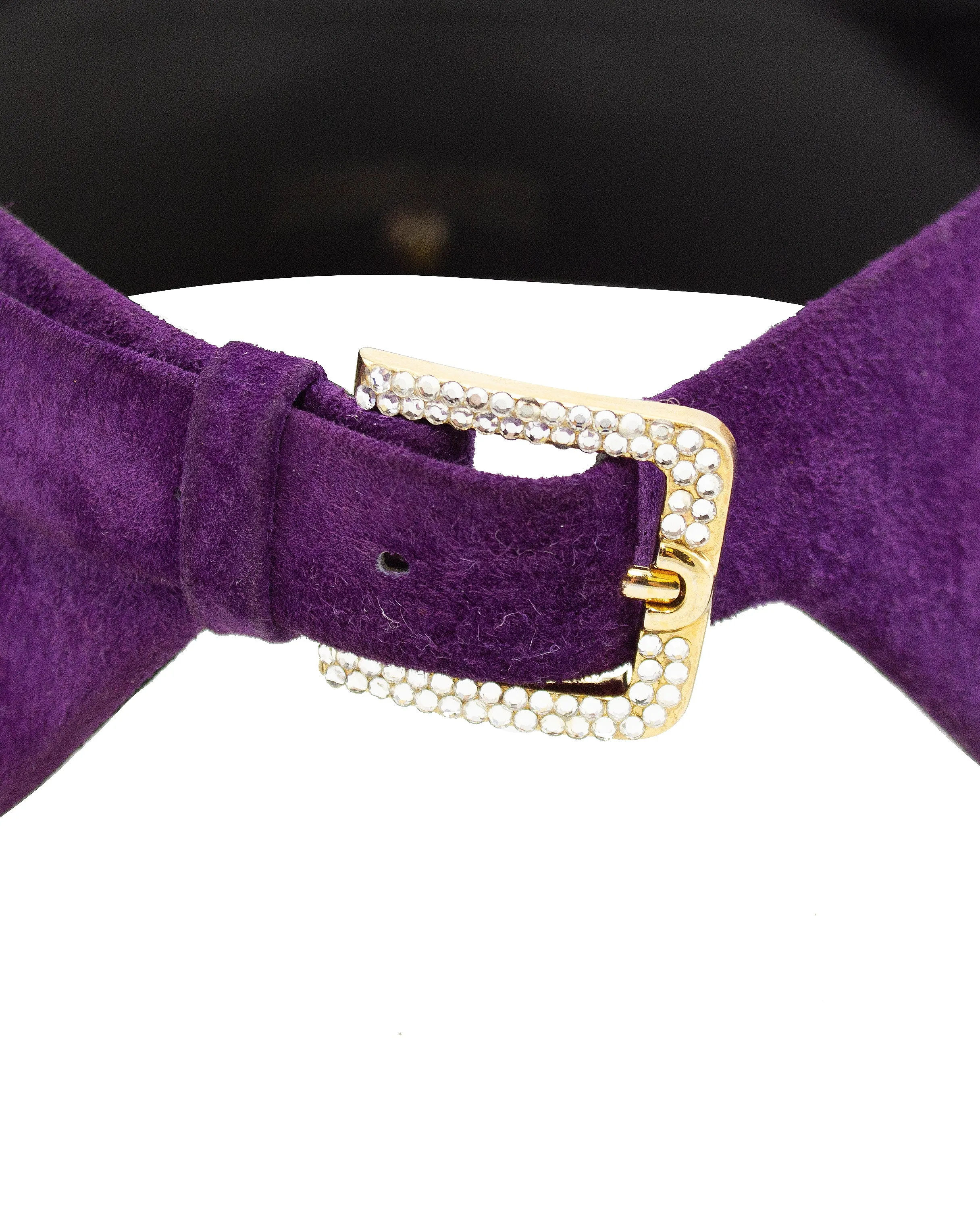 Henryks Bijoux Vienne Jewelled Eagle Purple Suede Wide Belt