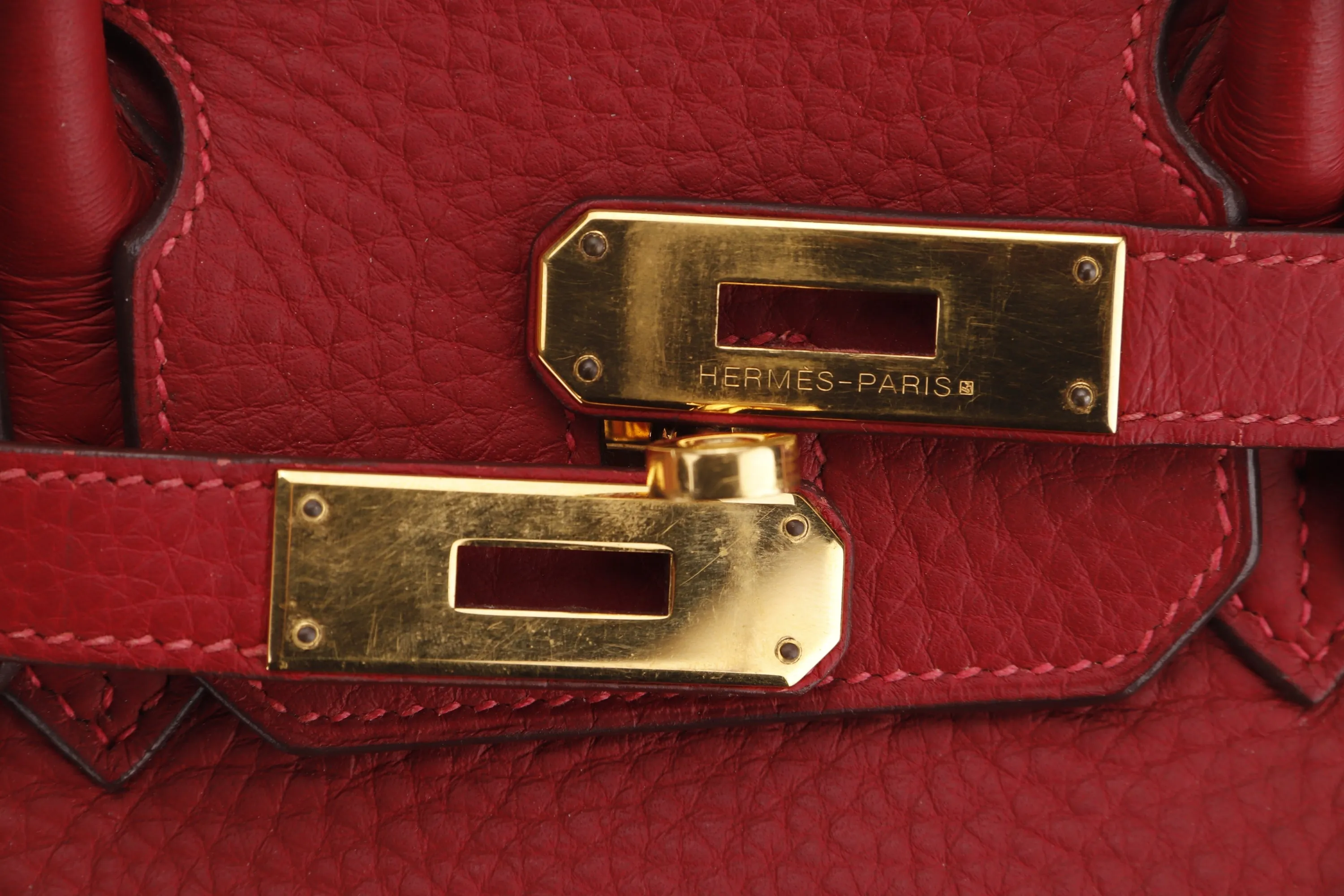 HERMES BIRKIN 30 (STAMP I (2005)) ROUGE GARANCE FJORD LEATHER GOLD HARDWARE, WITH KEYS, LOCK, RAINCOAT & DUST COVER