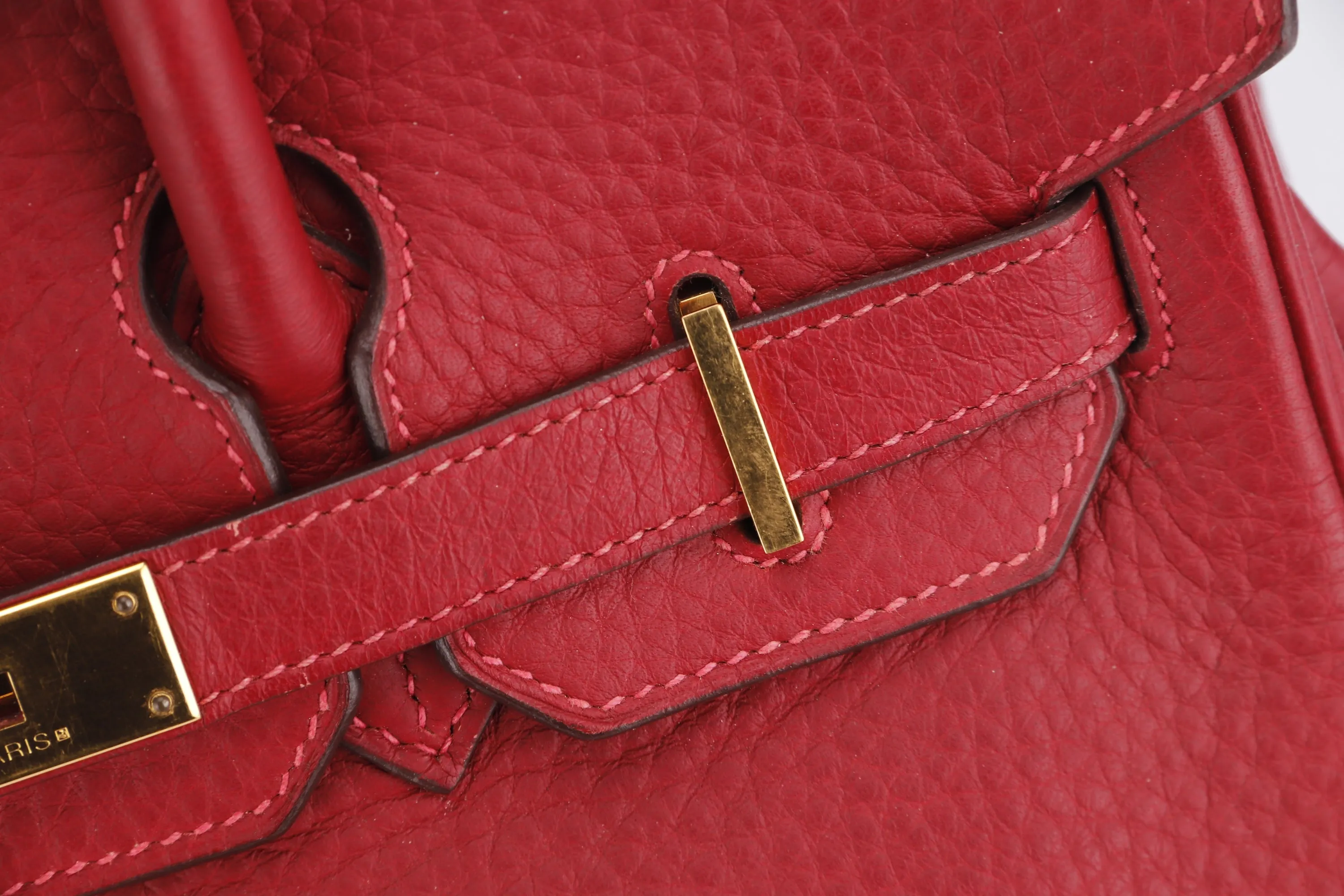 HERMES BIRKIN 30 (STAMP I (2005)) ROUGE GARANCE FJORD LEATHER GOLD HARDWARE, WITH KEYS, LOCK, RAINCOAT & DUST COVER