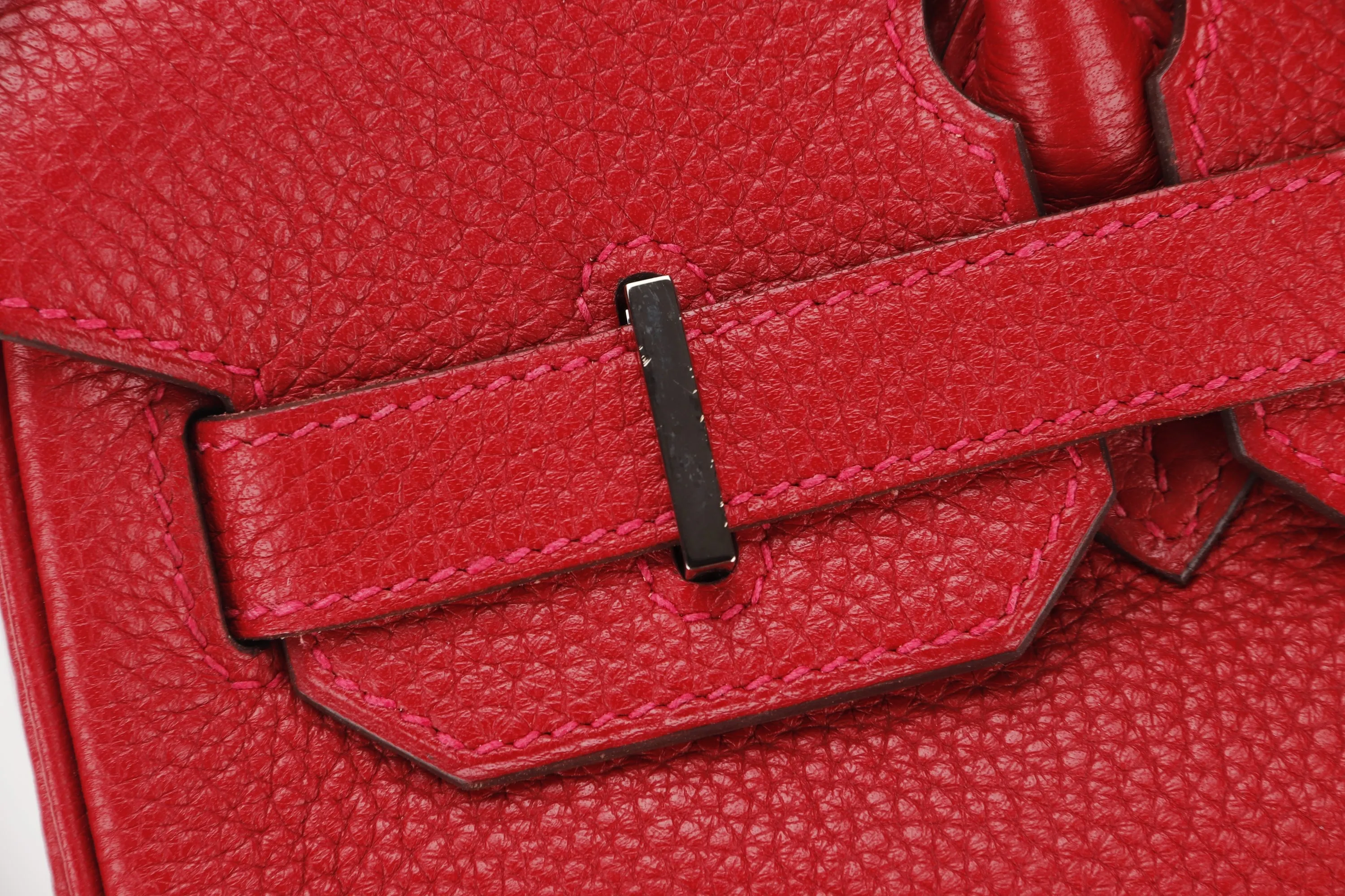 HERMES BIRKIN 30 (STAMP Q) ROUGE GRENAT CLEMENCE PALLADIUM HARDWARE, WITH KEYS, LOCK, RAINCOAT, DUST COVER & BOX