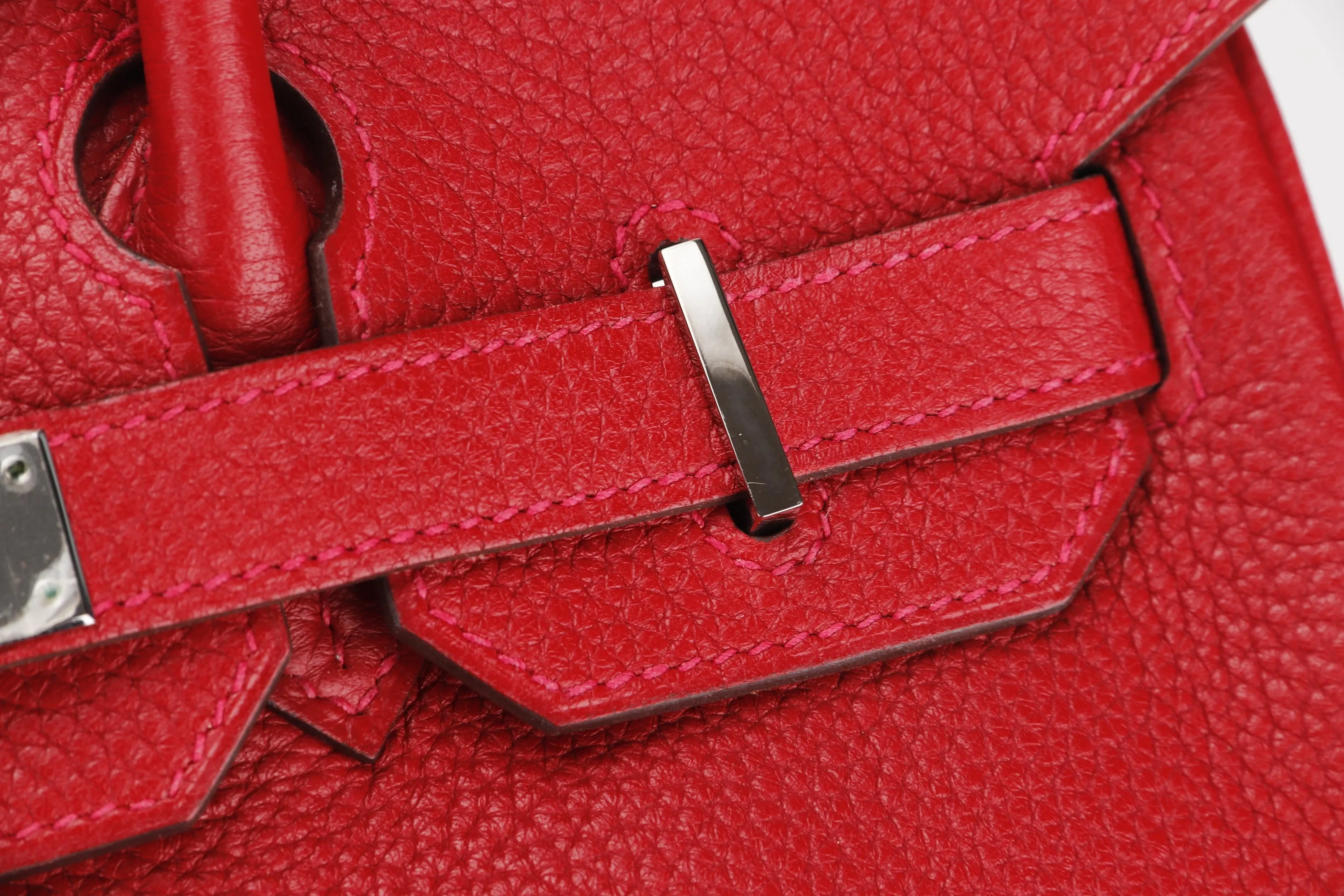 HERMES BIRKIN 30 (STAMP Q) ROUGE GRENAT CLEMENCE PALLADIUM HARDWARE, WITH KEYS, LOCK, RAINCOAT, DUST COVER & BOX