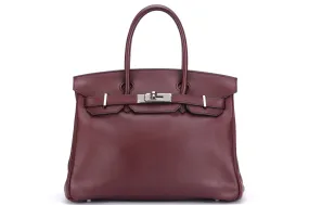 Hermes Birkin 30cm (Stamp M) Rouge H Color Swift Leather, Silver Hardware, with Keys, Raincoat & Dust Cover, no Lock