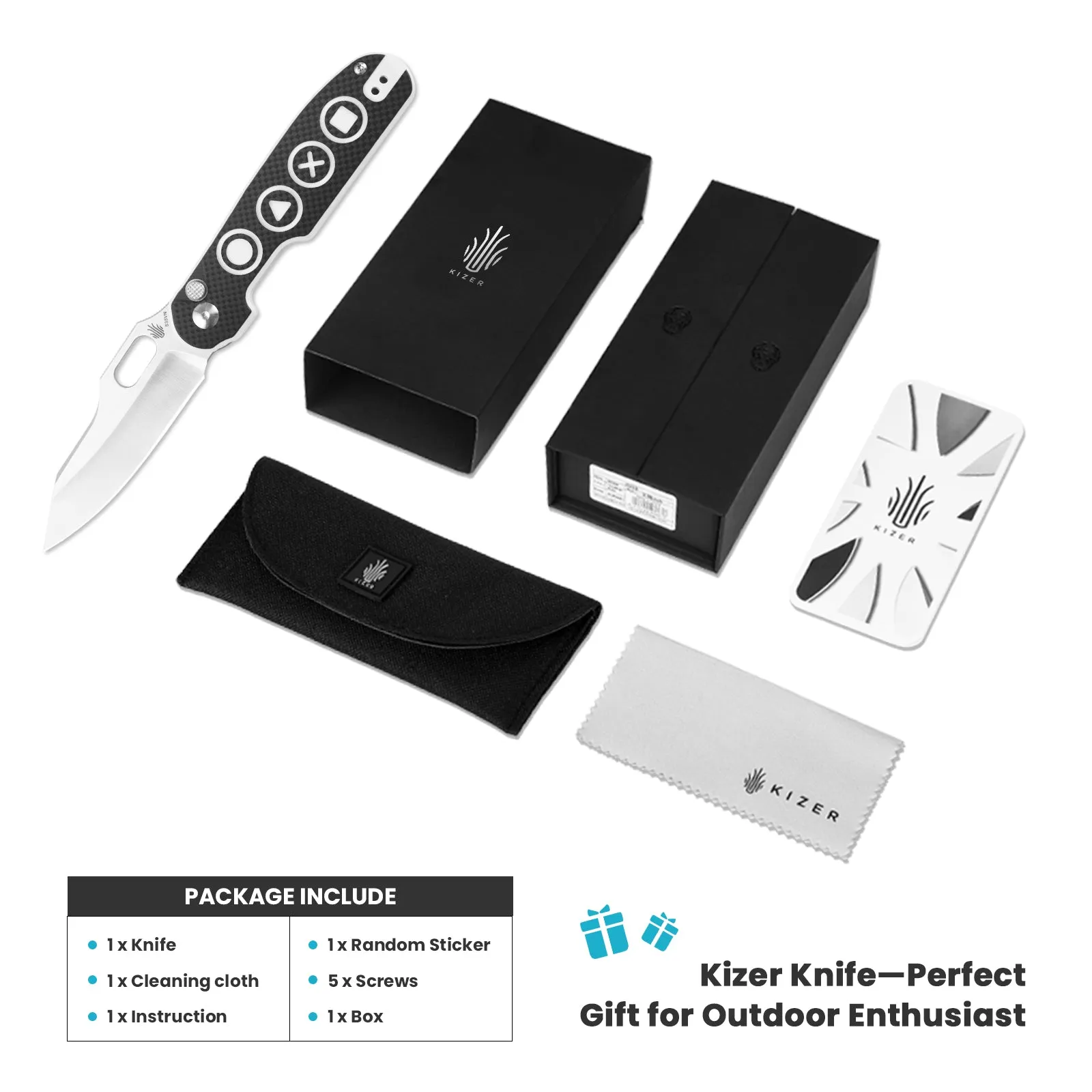 Kizer Cormorant G10 Black/White  Ki4562A3 (3.25 Hollow)