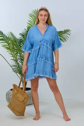 Kleid/Tunika in Jeansoptik, blau-used