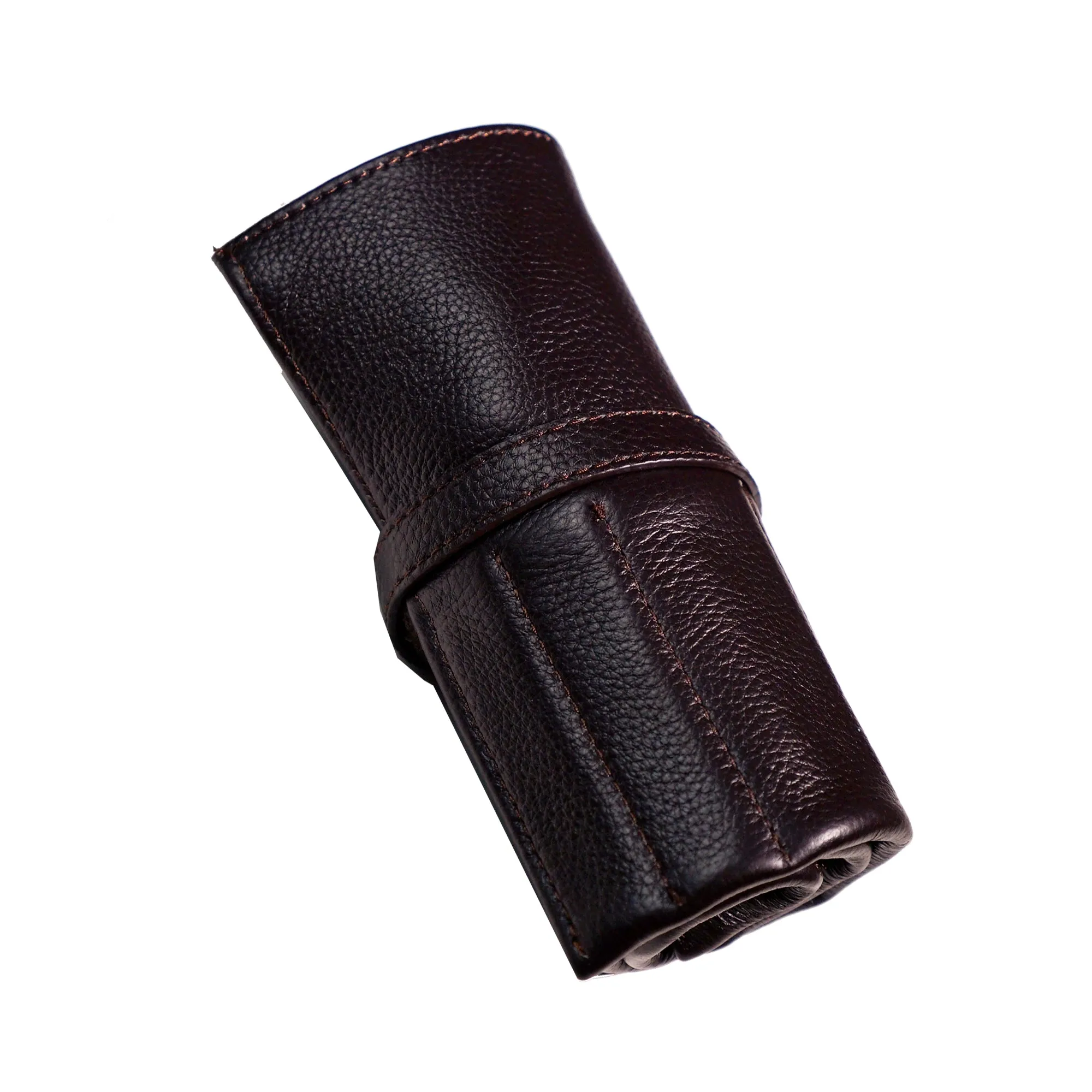 Leather Watch & Strap Roll in Brown (3 5 Slots)