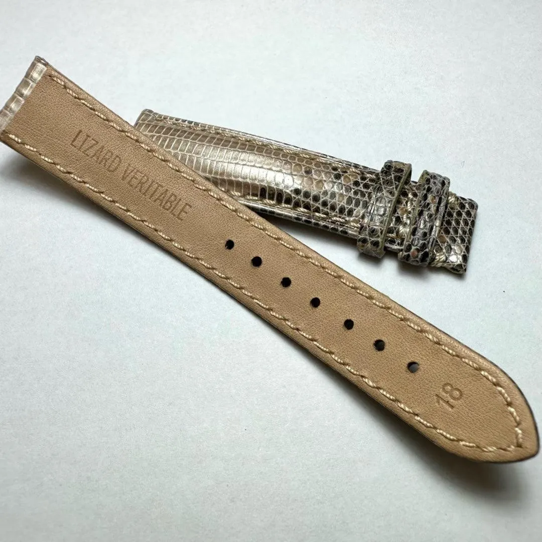 Lizard Leather Strap Calfskin Underside Light Gold Gradient Pattern High Quality 18mm