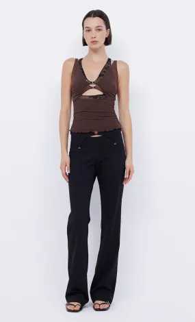 LOANI LAYERED CAMI - CHOC/BLACK