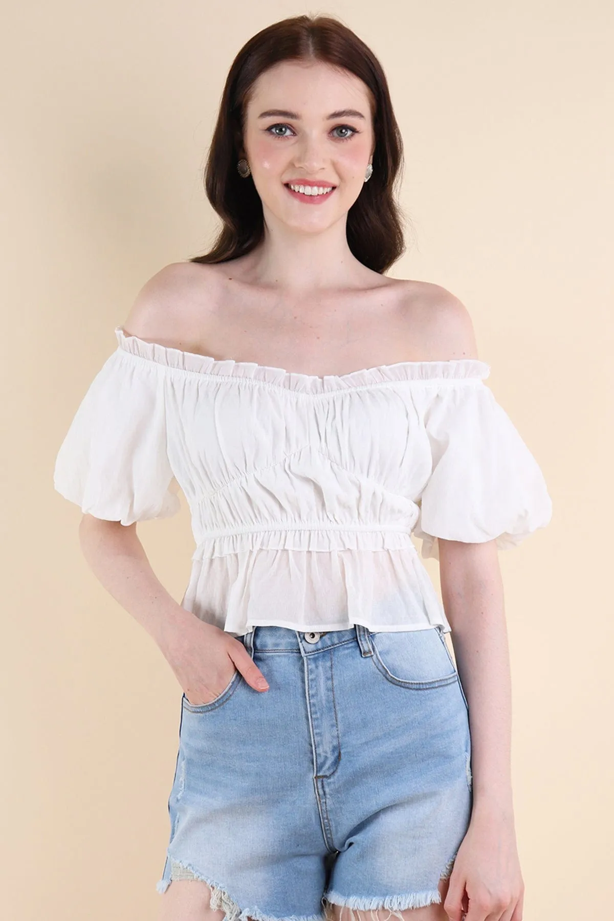 LONDYN PUFF SLEEVE TOP IN WHITE