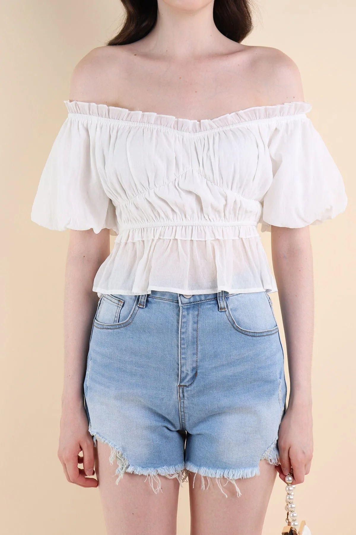 LONDYN PUFF SLEEVE TOP IN WHITE