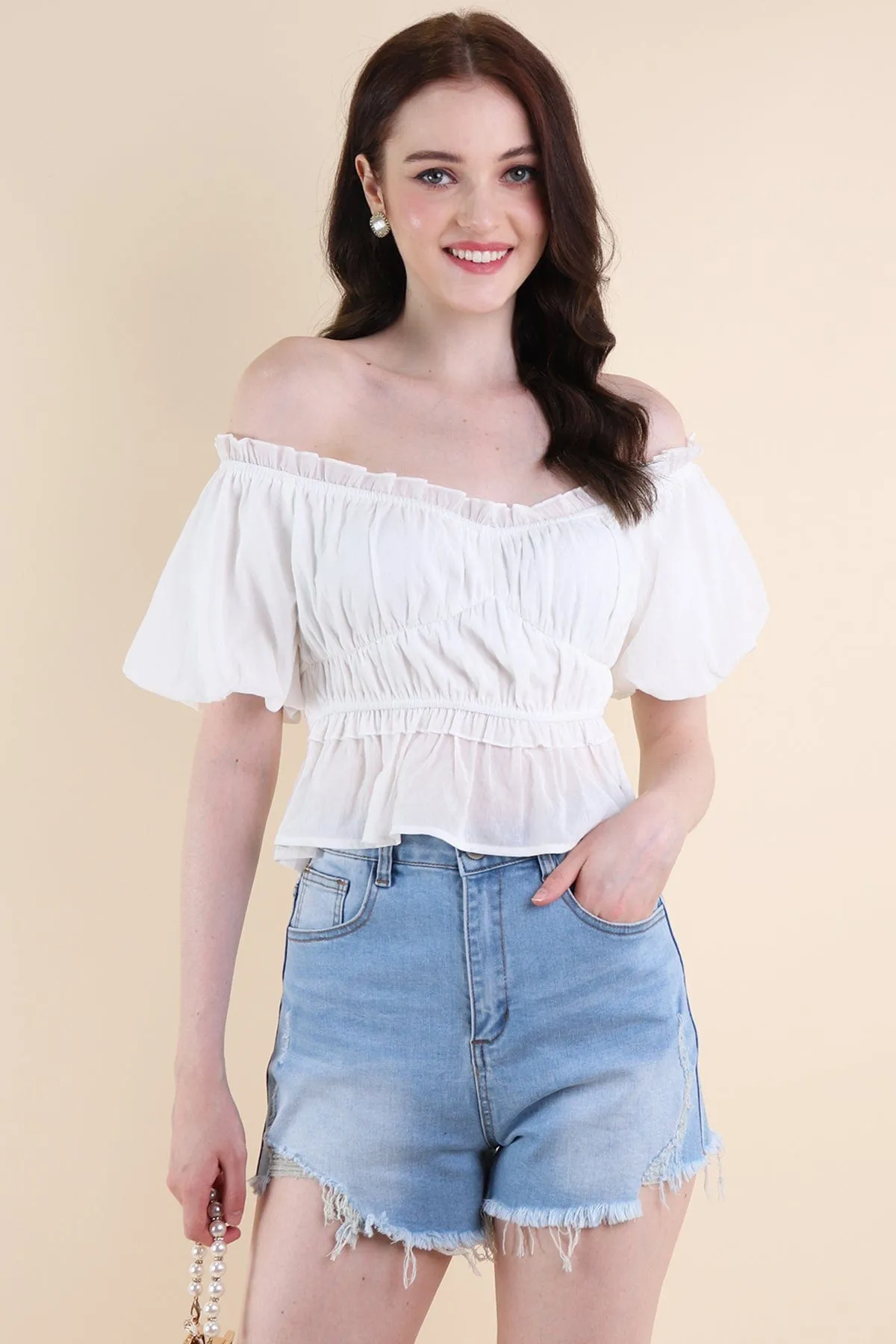 LONDYN PUFF SLEEVE TOP IN WHITE