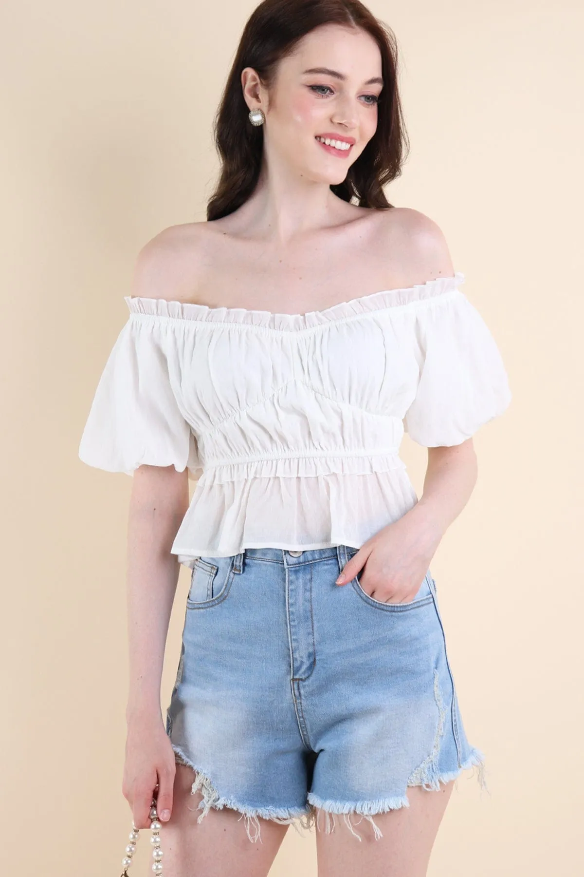 LONDYN PUFF SLEEVE TOP IN WHITE