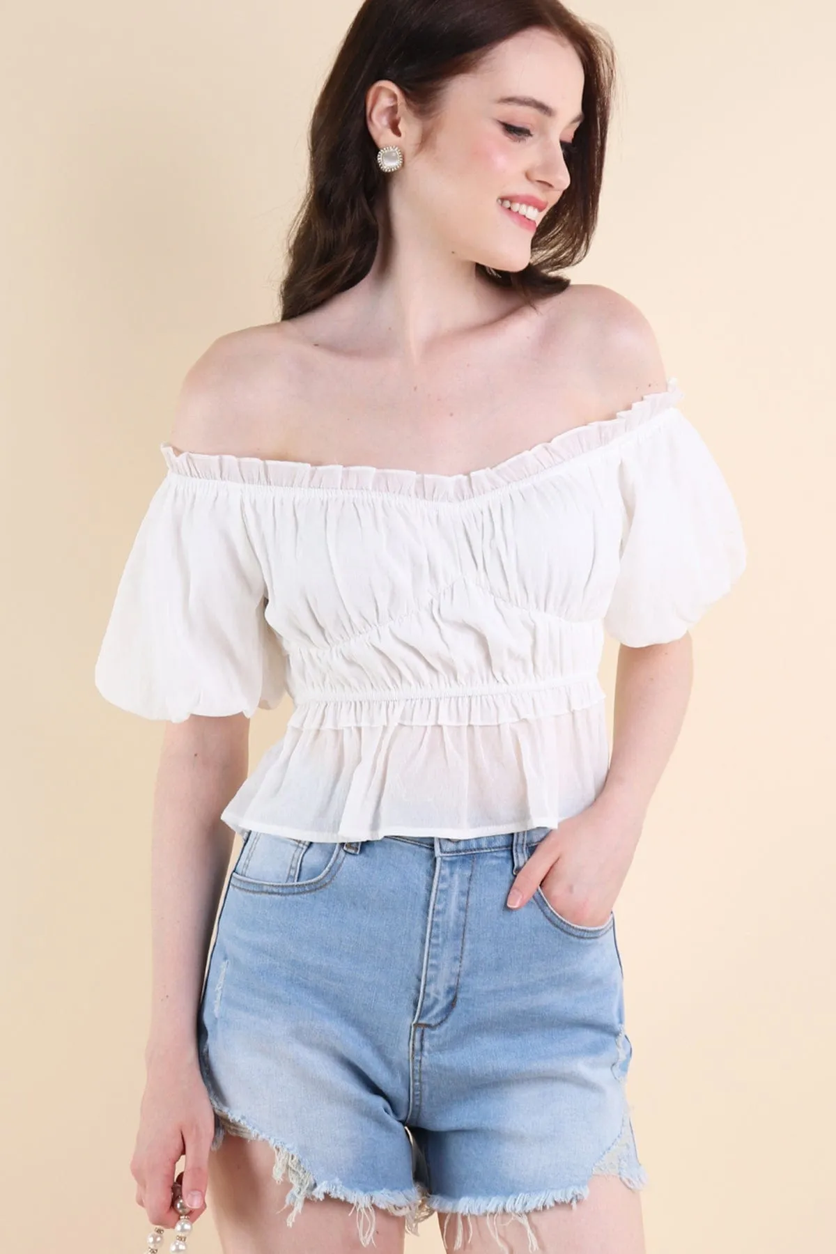 LONDYN PUFF SLEEVE TOP IN WHITE