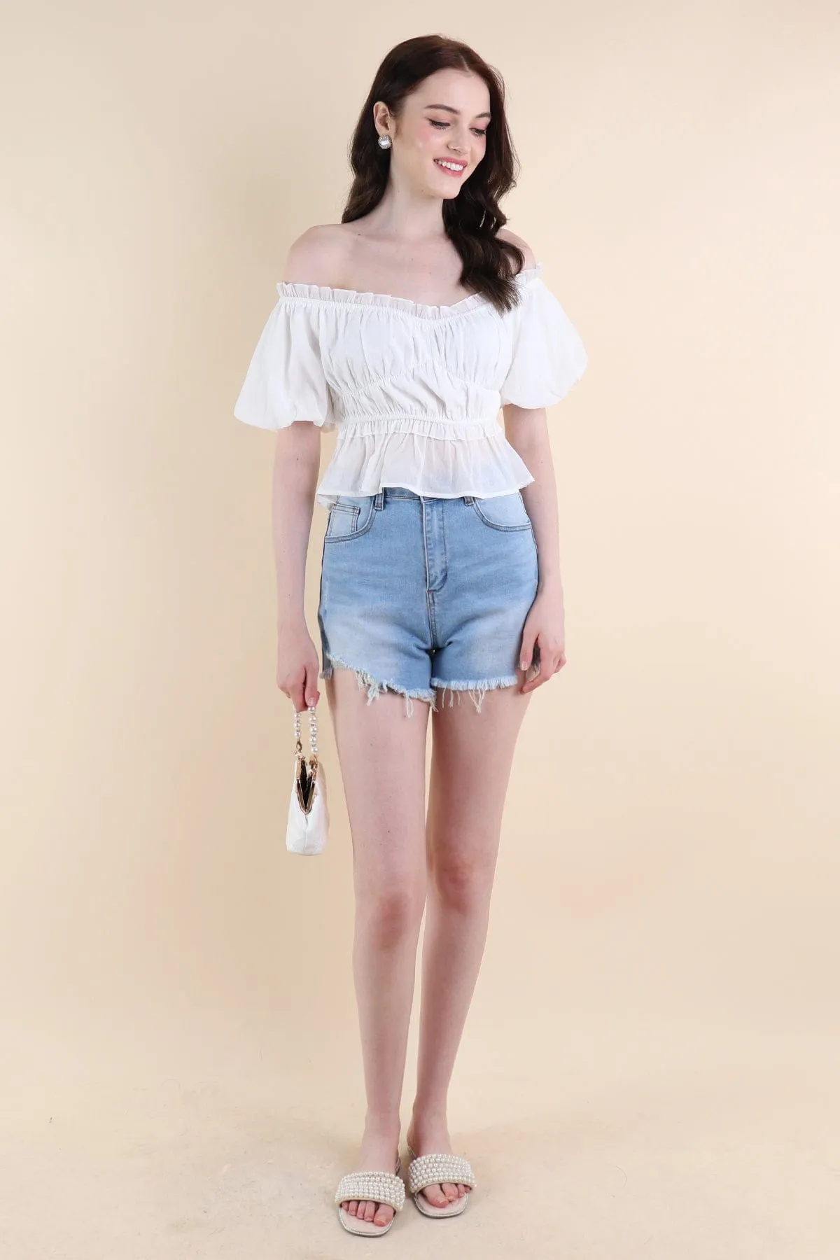 LONDYN PUFF SLEEVE TOP IN WHITE