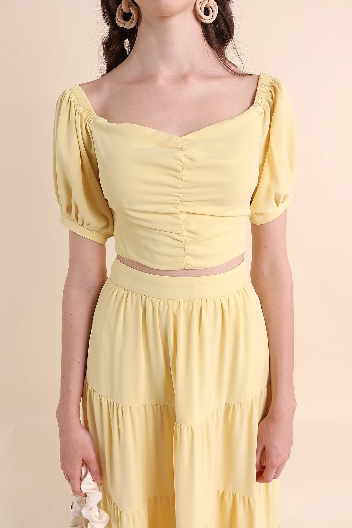 MADEBYNM BELLE PUFF SLEEVE TOP IN DAFFODIL