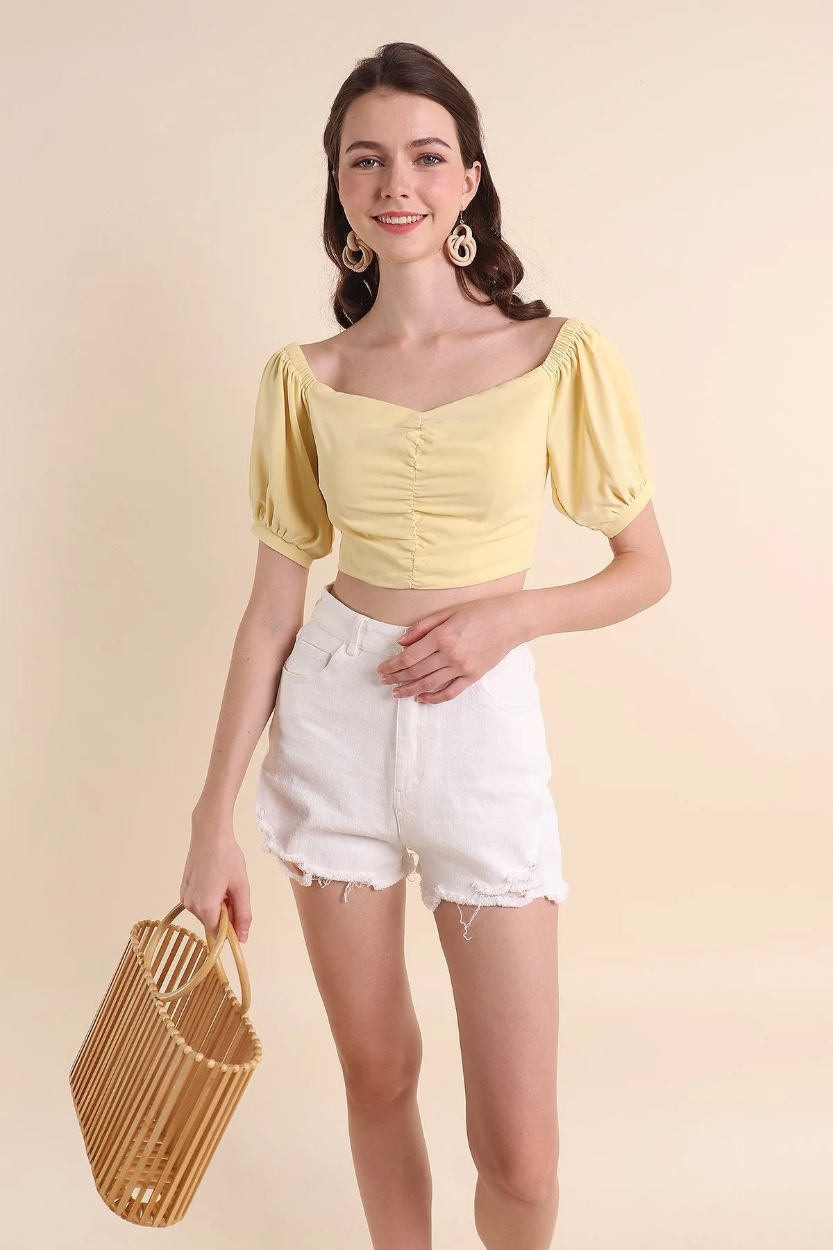 MADEBYNM BELLE PUFF SLEEVE TOP IN DAFFODIL