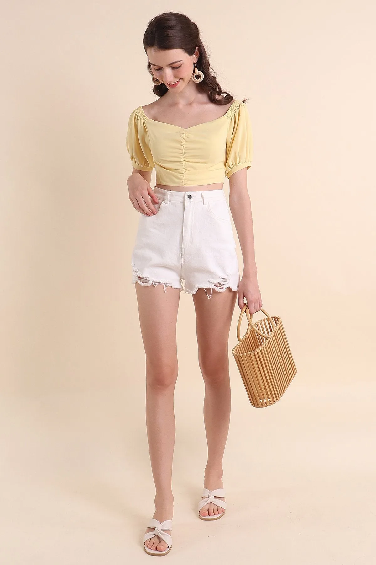 MADEBYNM BELLE PUFF SLEEVE TOP IN DAFFODIL