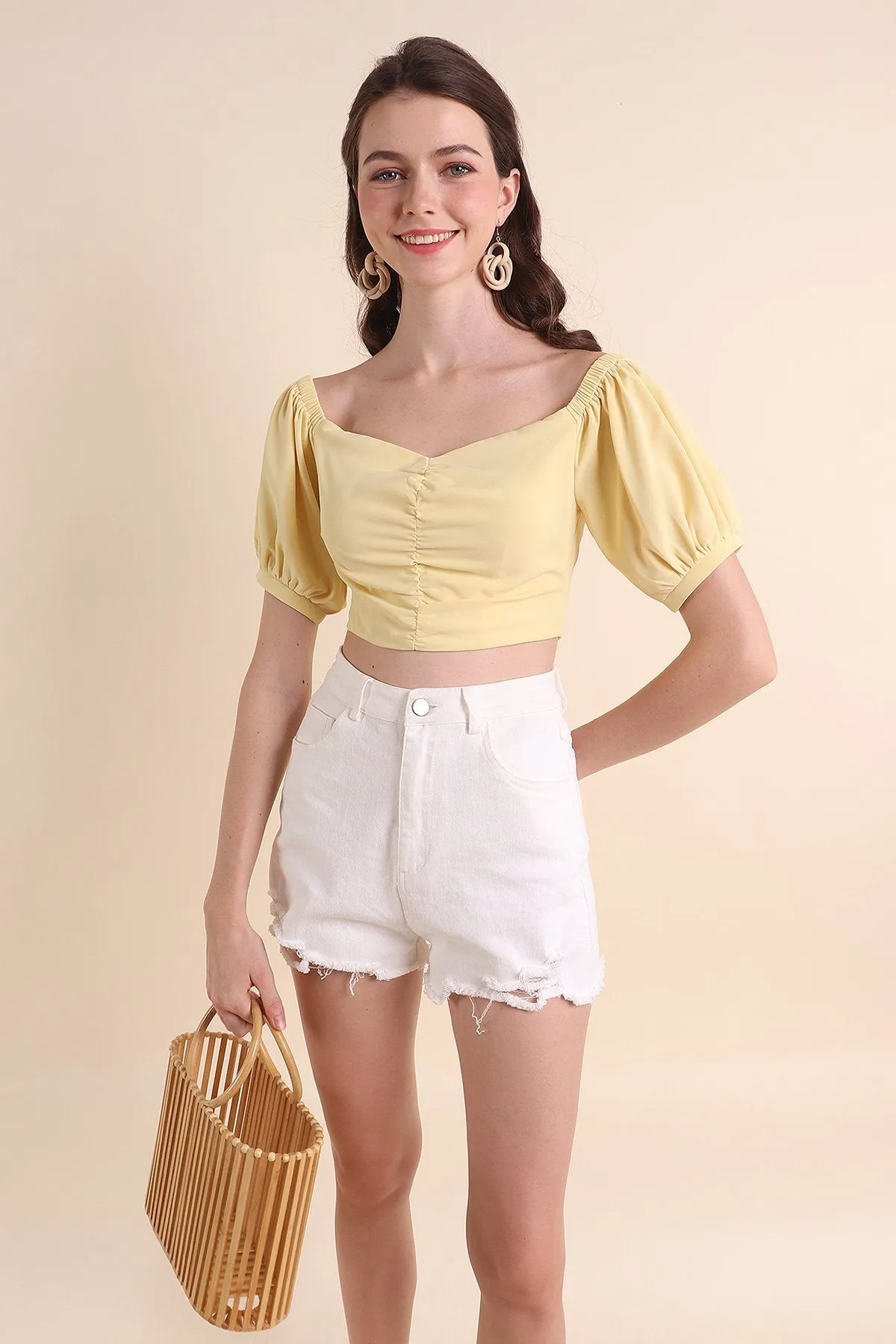 MADEBYNM BELLE PUFF SLEEVE TOP IN DAFFODIL