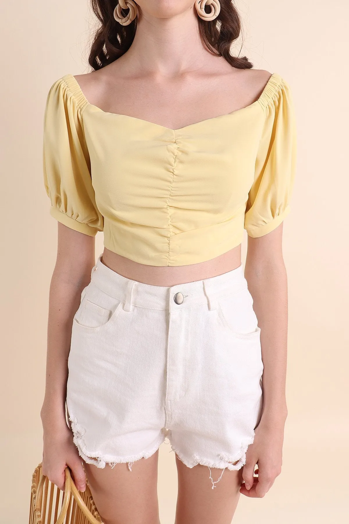 MADEBYNM BELLE PUFF SLEEVE TOP IN DAFFODIL