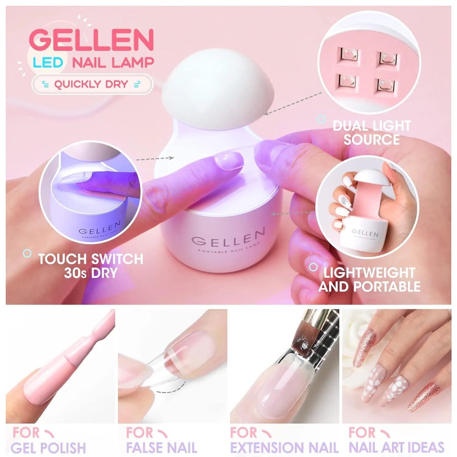 Nail Tips And Glue Gel Kit, 504Pcs Square Clear Fake Nails, UV Nail Lamp, 3-In-1 Nail Glue Gel Nail Extension Kit