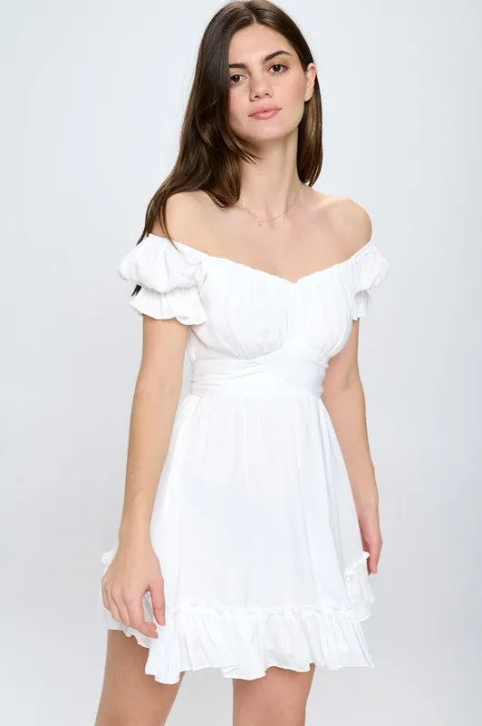 Off Shoulder Ruffle Mini Spring Dress