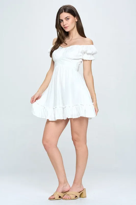 Off Shoulder Ruffle Mini Spring Dress