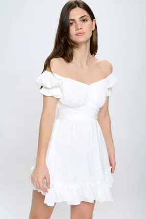 Off Shoulder Ruffle Mini Spring Dress