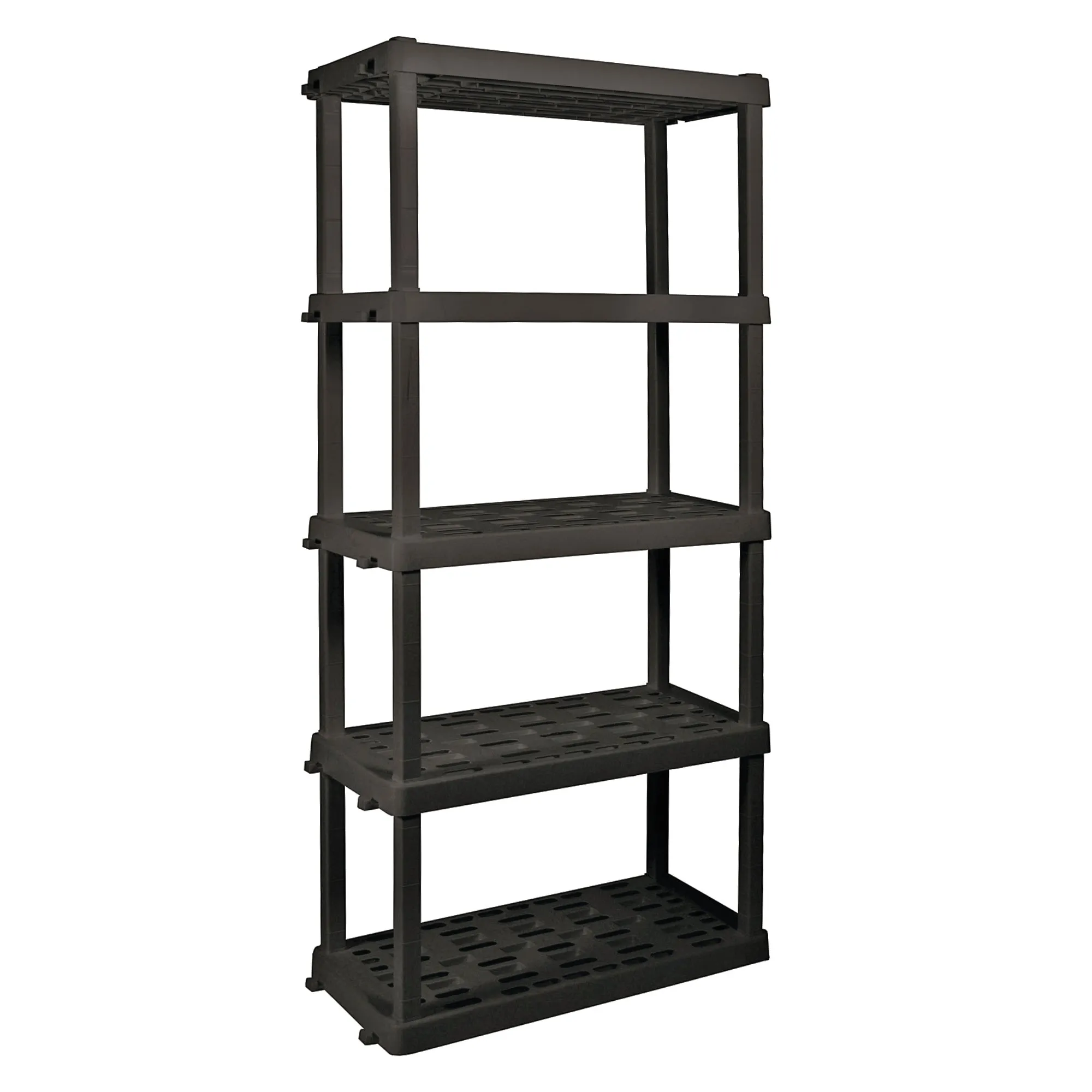 Oskar 5-Tier Storage Shelf, Interlocking Heavy Duty Shelving Unit, 750 lbs (340 kg) Capacity, Multipurpose Organizer for Garage, Basement, Utility Shed, Workshop, Made in North America, Black